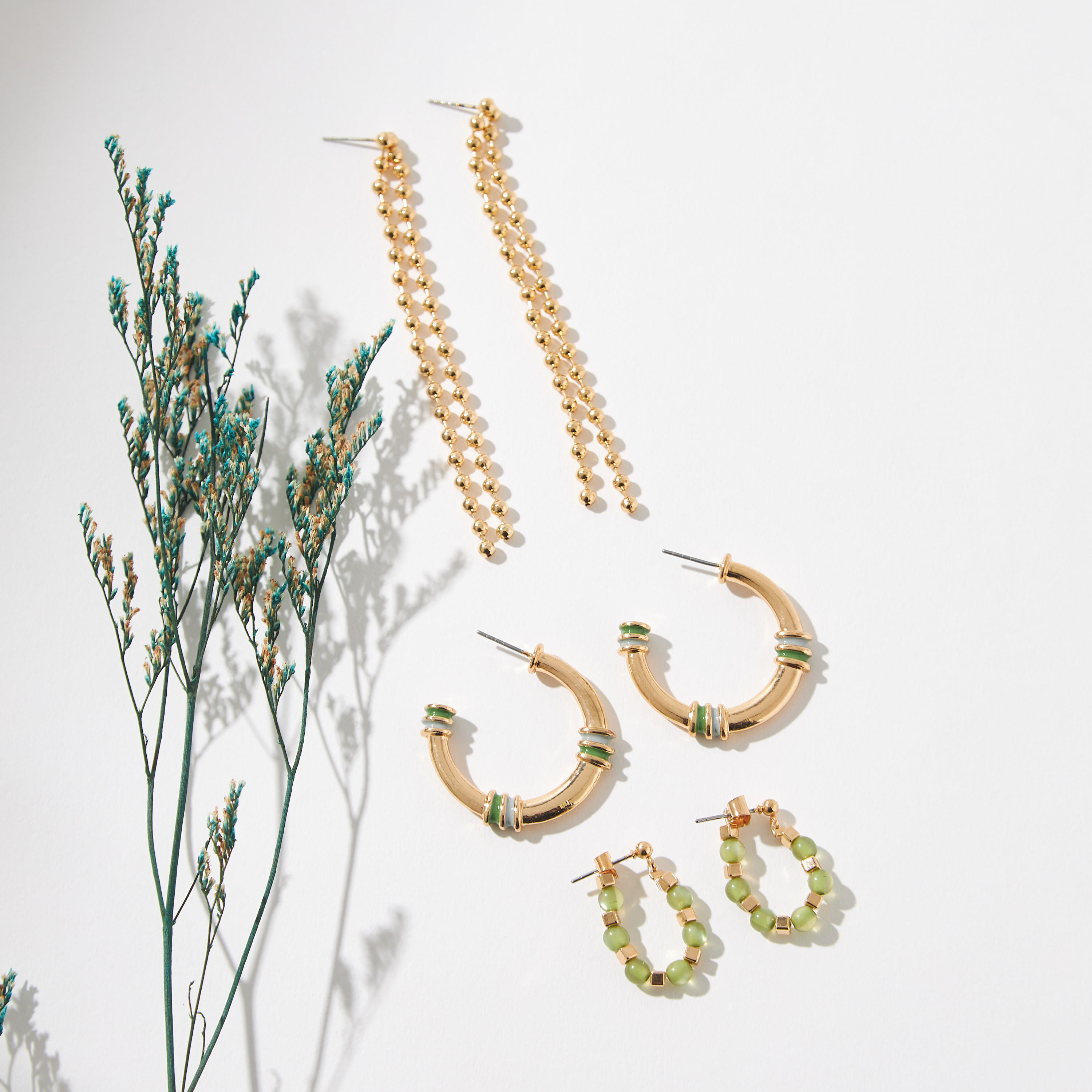 Embellished Stud Earrings with Pushback Closure - Set of 3-women-watchesandjewellery-jewellery-earrings-image-1