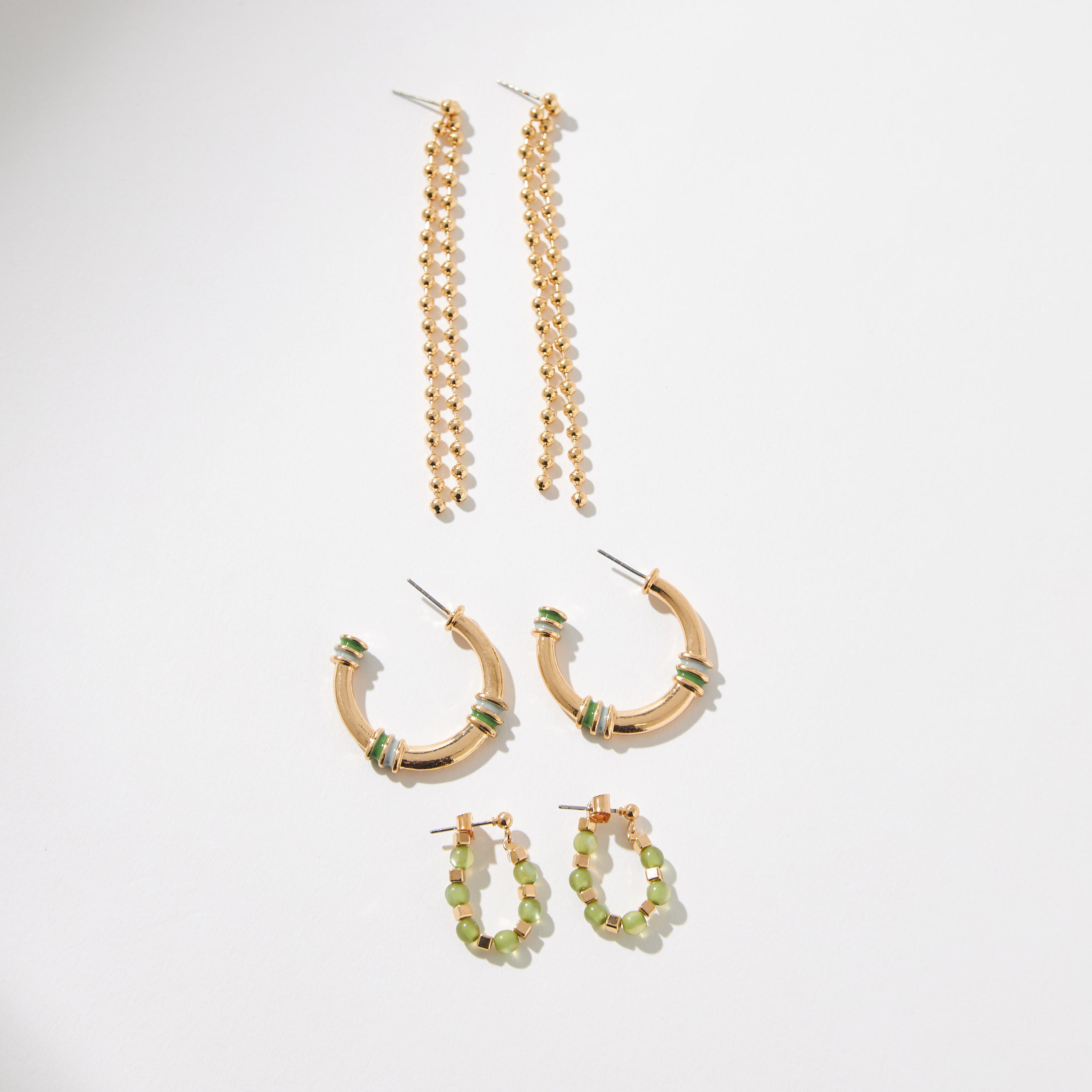 Embellished Stud Earrings with Pushback Closure - Set of 3-women-watchesandjewellery-jewellery-earrings-image-2