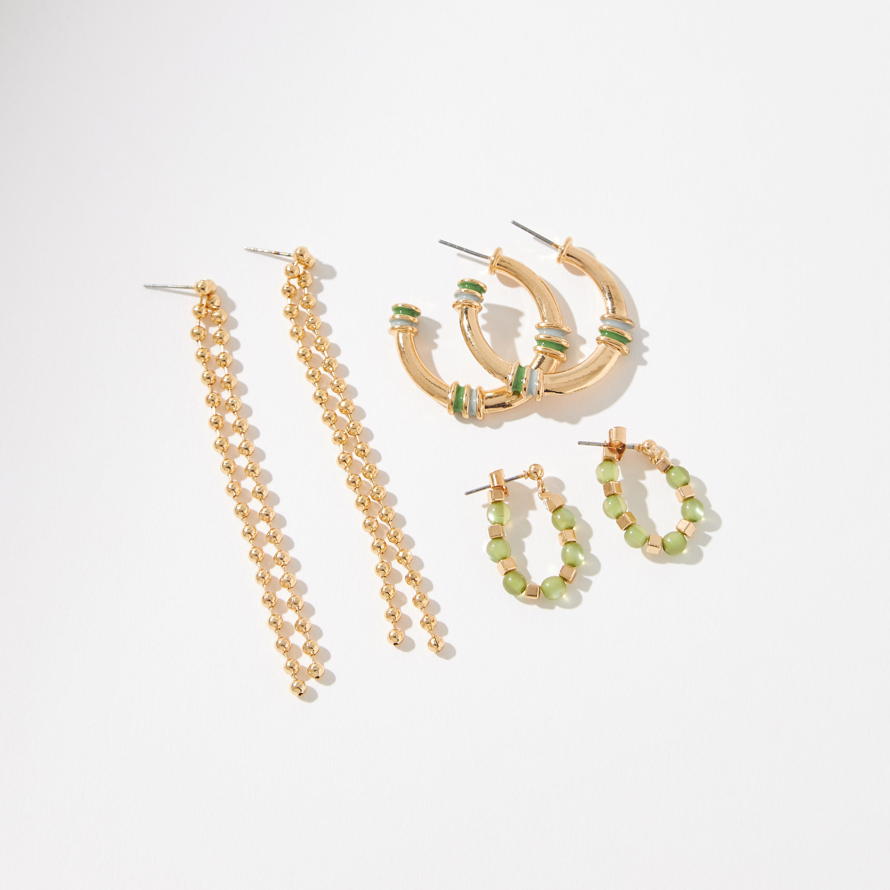 Embellished Stud Earrings with Pushback Closure - Set of 3-women-watchesandjewellery-jewellery-earrings-image-3