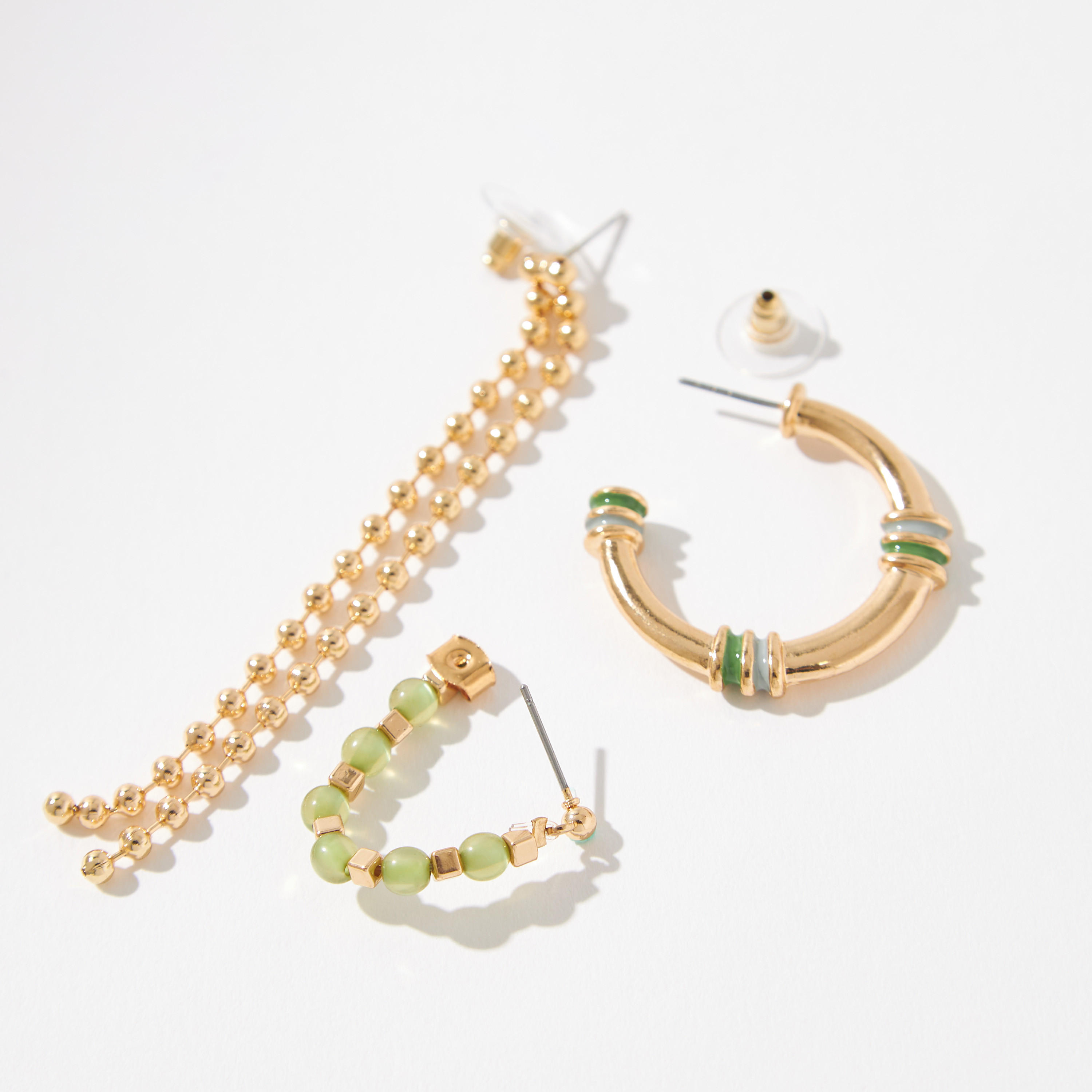 Embellished Stud Earrings with Pushback Closure - Set of 3-women-watchesandjewellery-jewellery-earrings-image-4