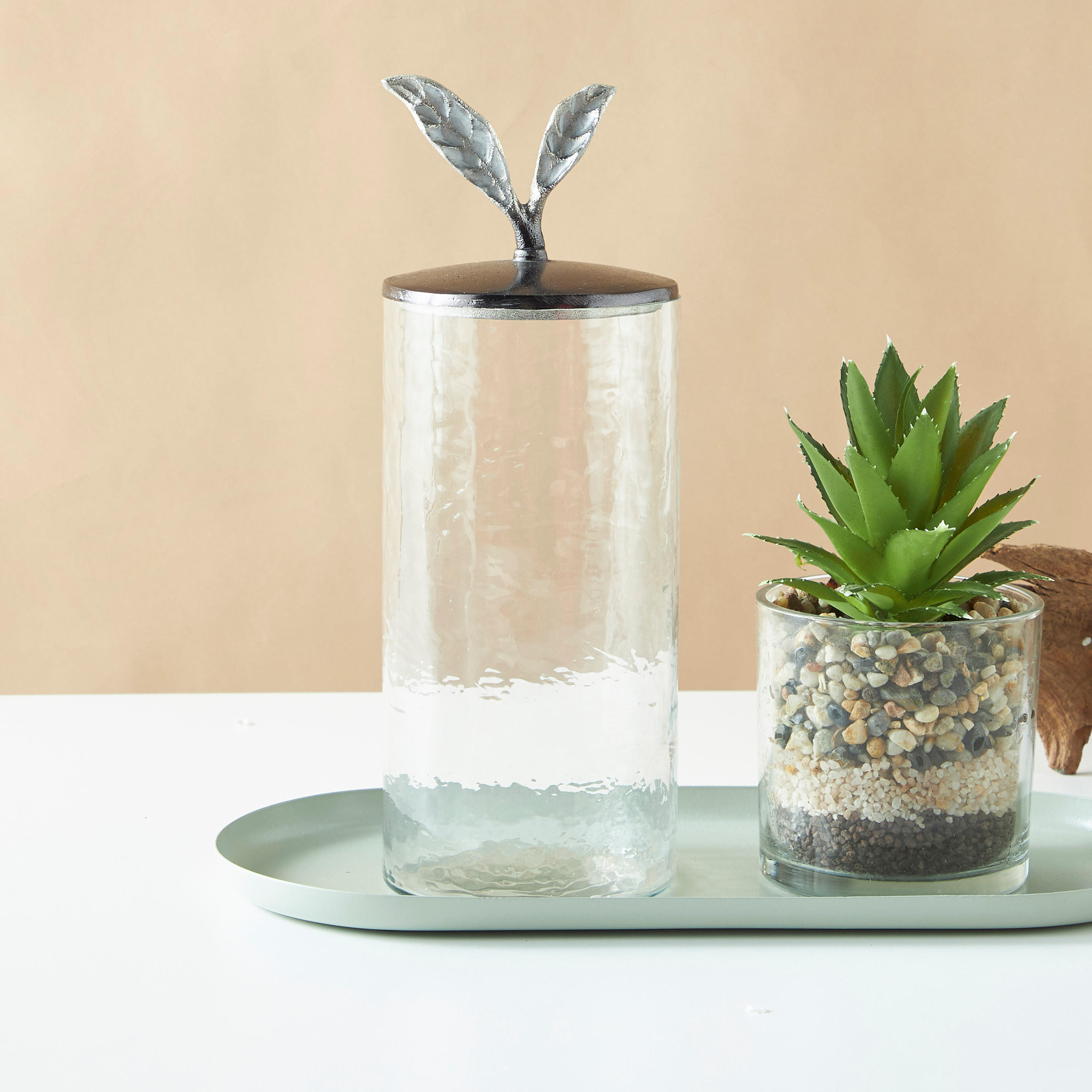 Leaf Accented Cylindrical Canister-household-kitchen-foodstorage-containers-image-1
