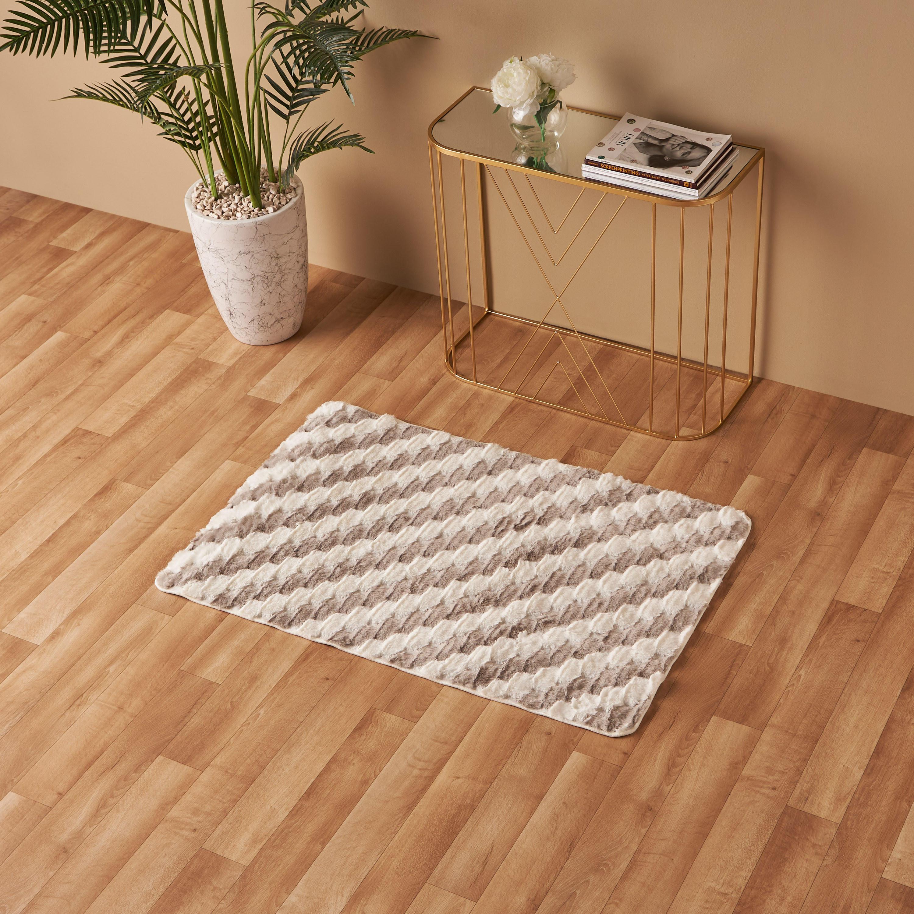 Textured Faux Fur Rug - 120x76 cms-household-rugsandcarpets-rugs-image-1