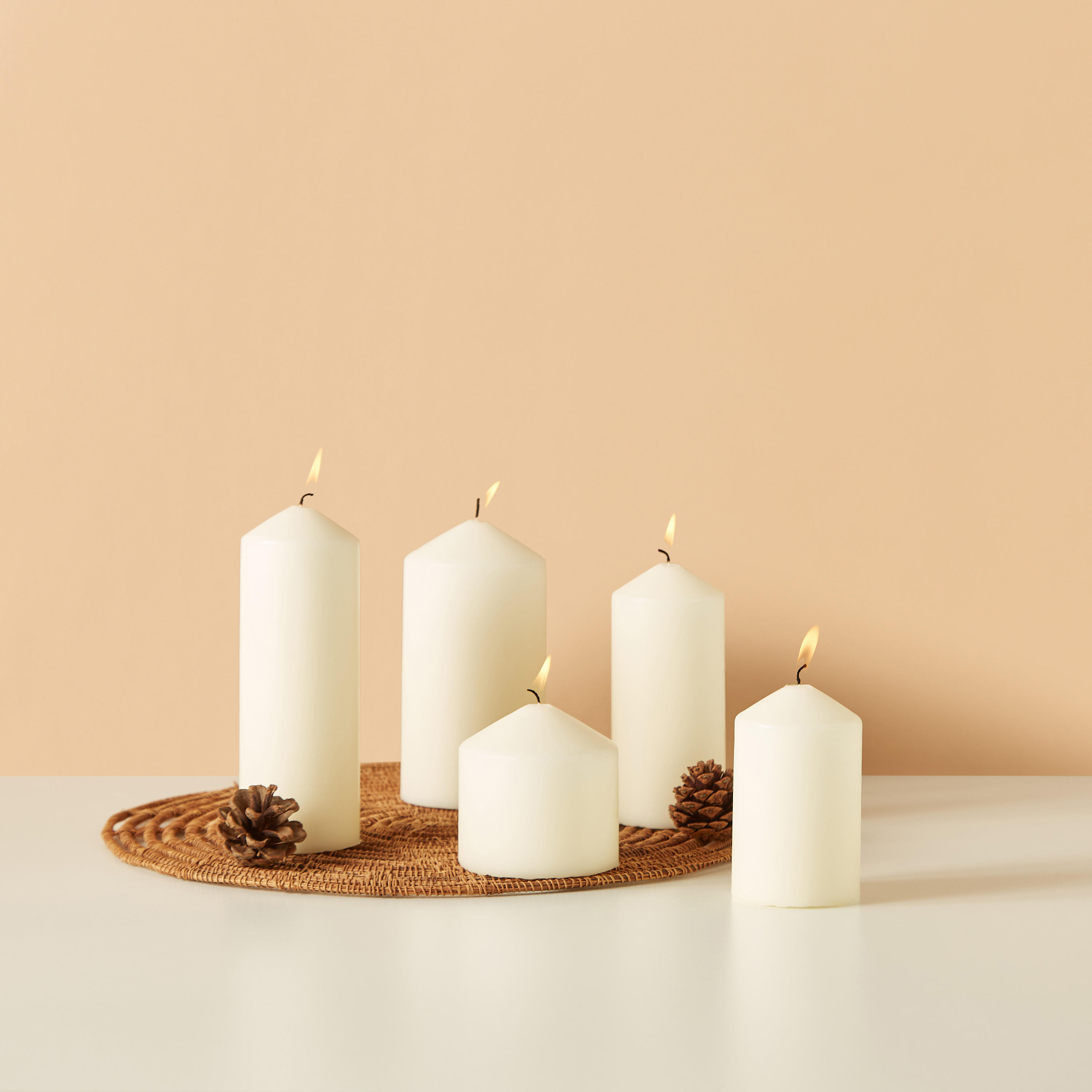 Essentials 5-Piece Unscented Pillar Candle Set-household-homefragrance-candles-image-1