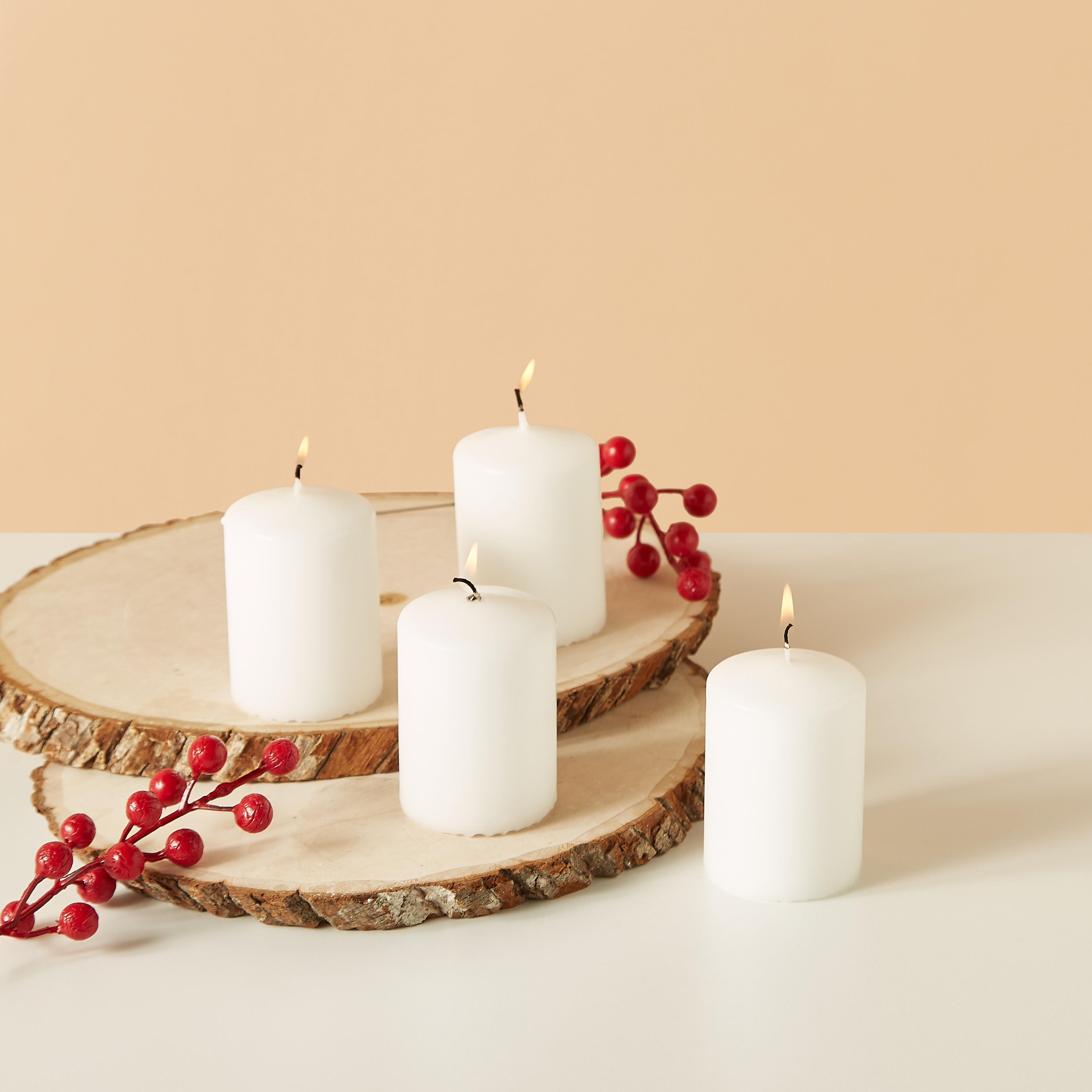 Essentials 4-Piece Unscented Pillar Candle Set - 8 cms-household-homefragrance-candles-image-1