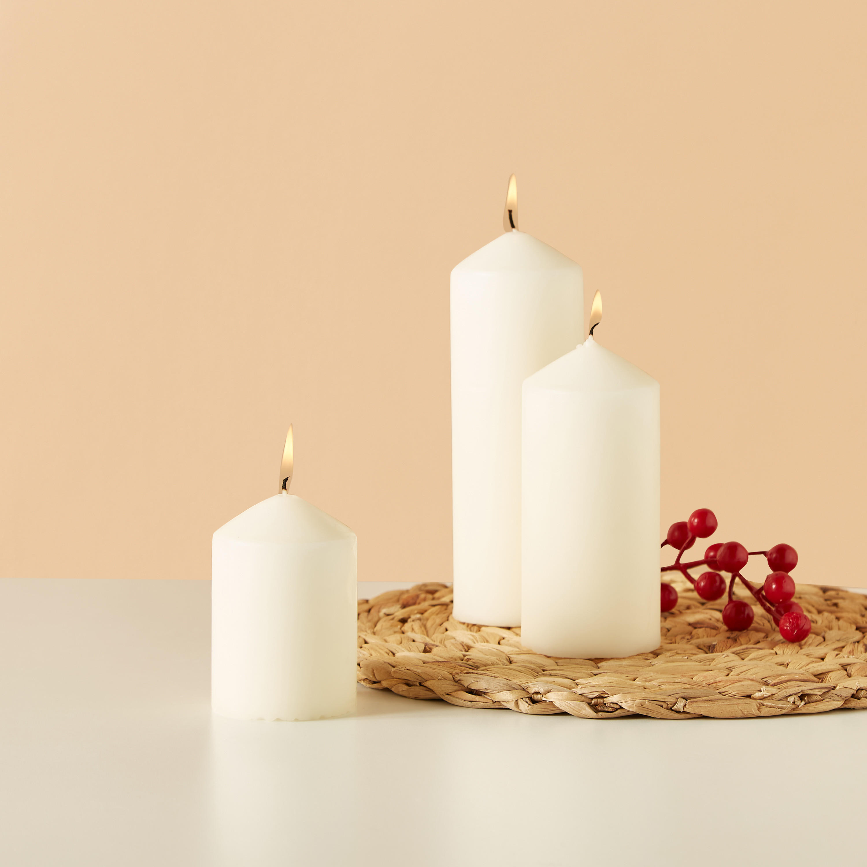 Essentials 3-Piece Unscented Pillar Candle Set-household-homefragrance-candles-image-1