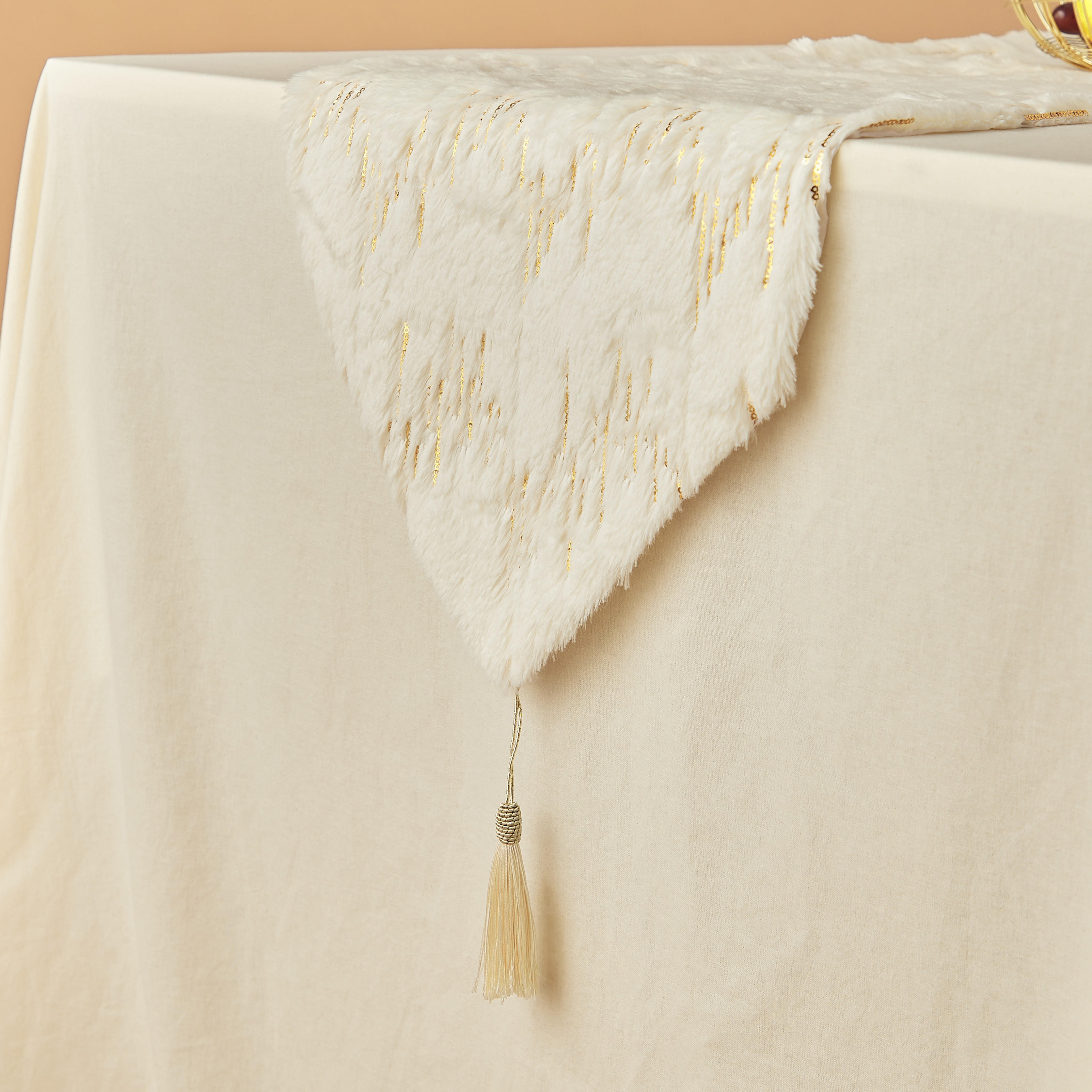 Textured Table Runner with Tassels - 33x180 cms-household-dining-tablelinen-runnersandtablecovers-image-2