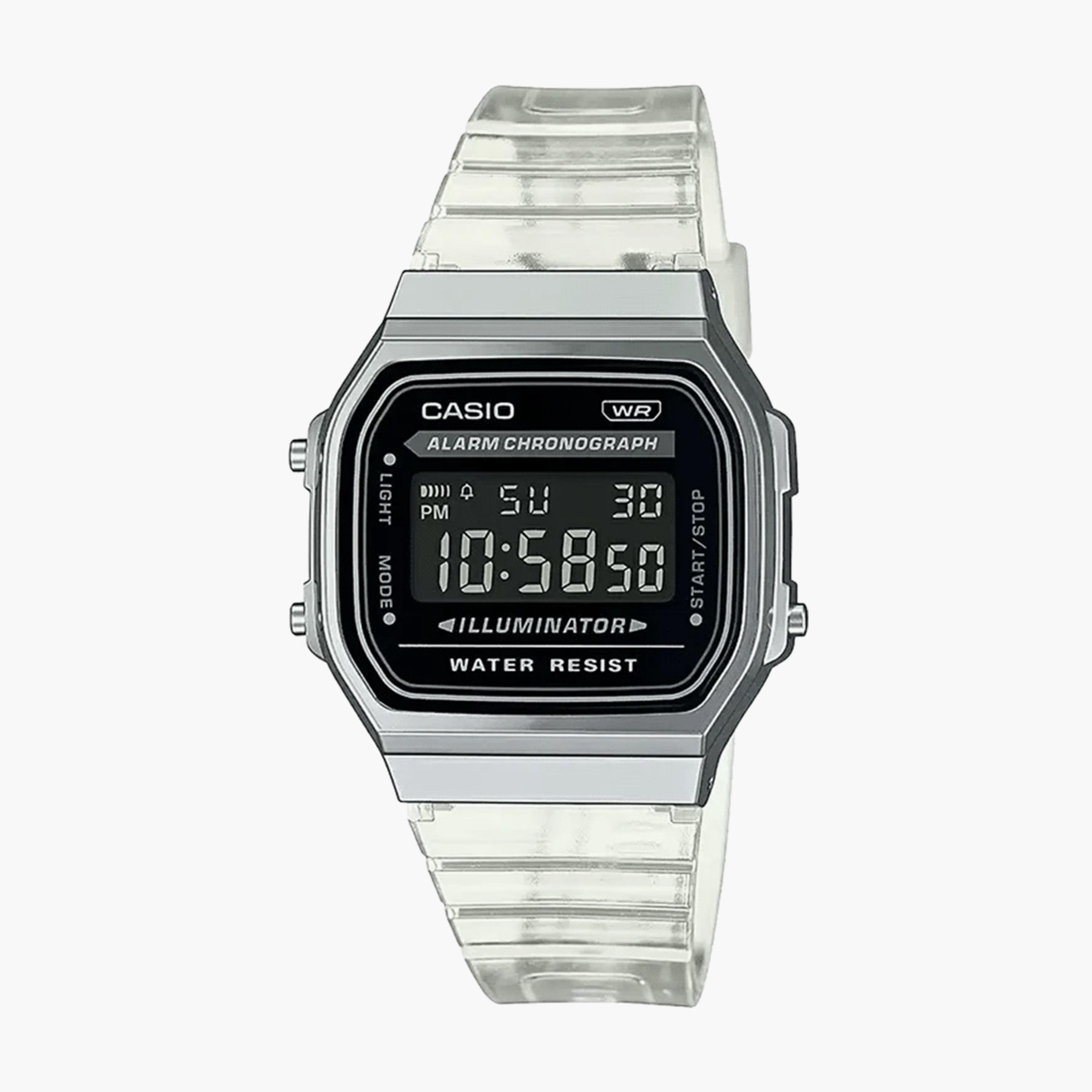 Casio Transparent Digital Silicone Strap Watch | A168XES-1BDF | 38 MM-men-watchesandjewellery-watches-image-1