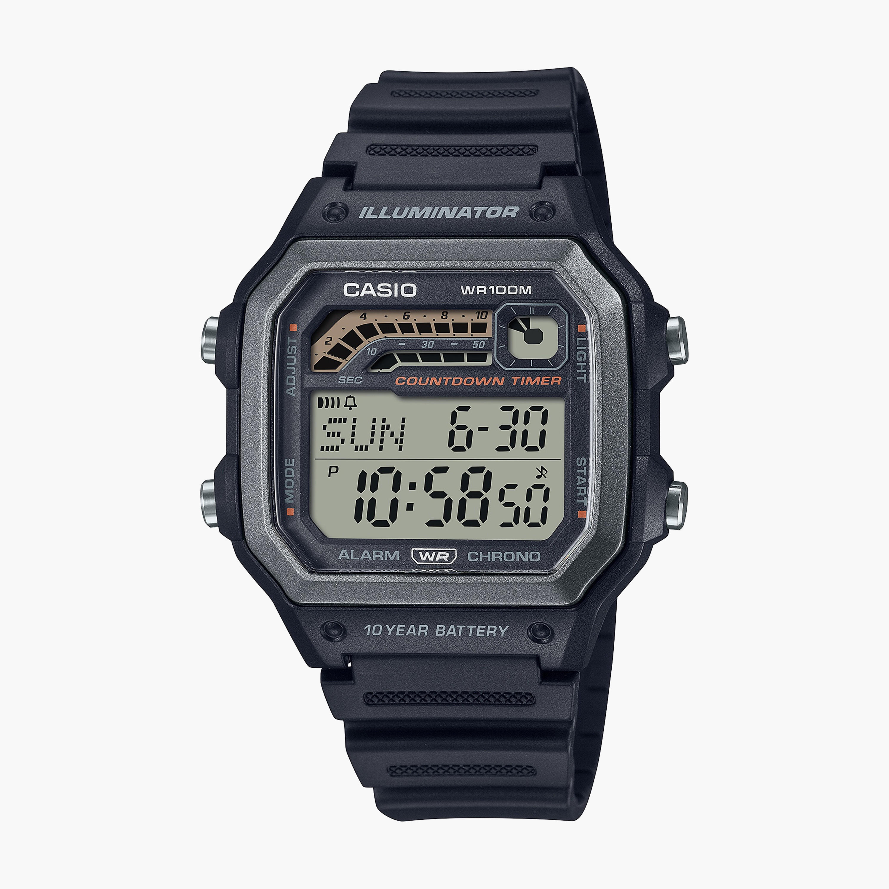 Casio Men's Dark Digital Silicone Strap Watch | WS-1600H-1AVDF-men-watchesandjewellery-watches-image-1