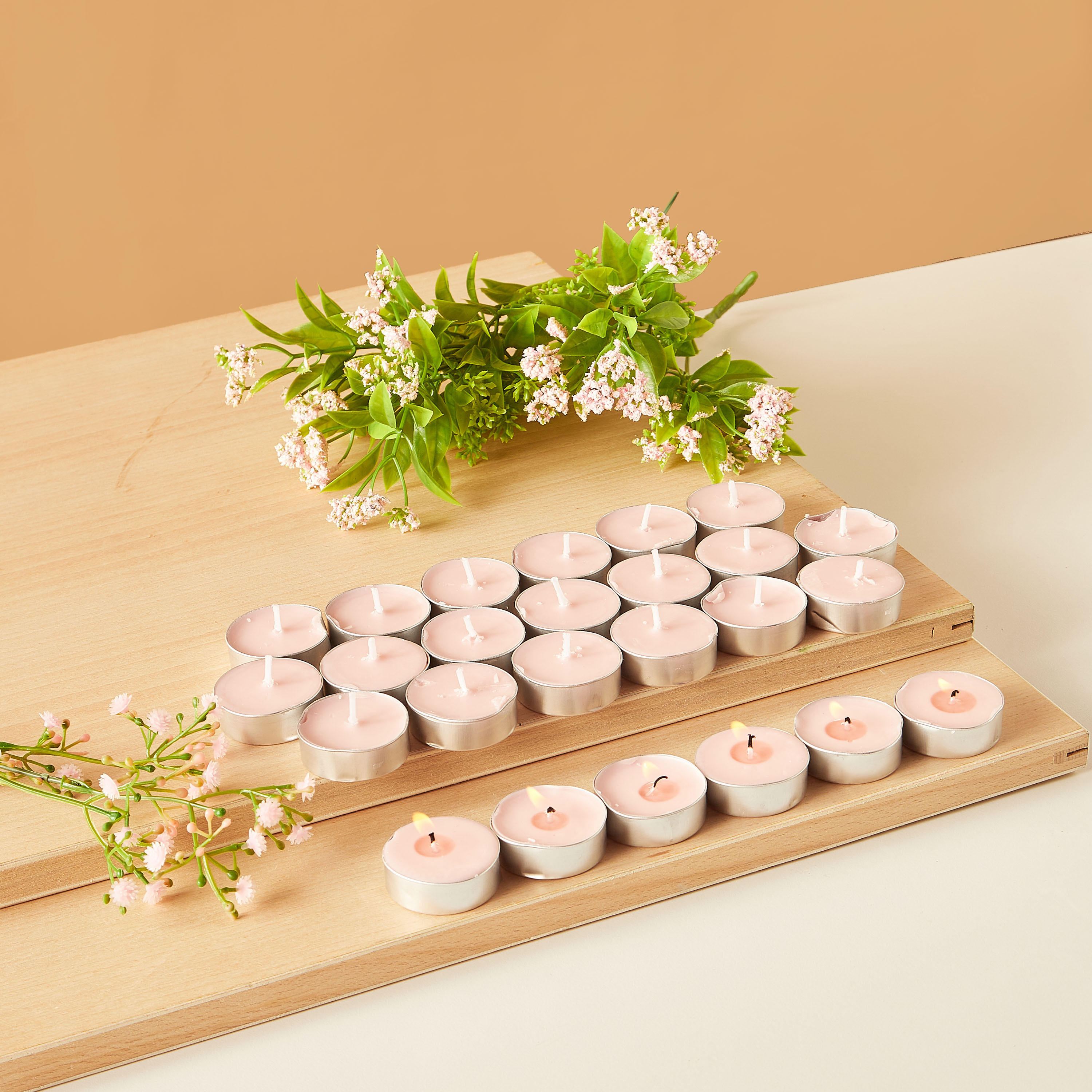 Essentials 25-Piece Vanilla Fleur Scented Tealight Candle Set - 4 H-household-homefragrance-candles-image-1