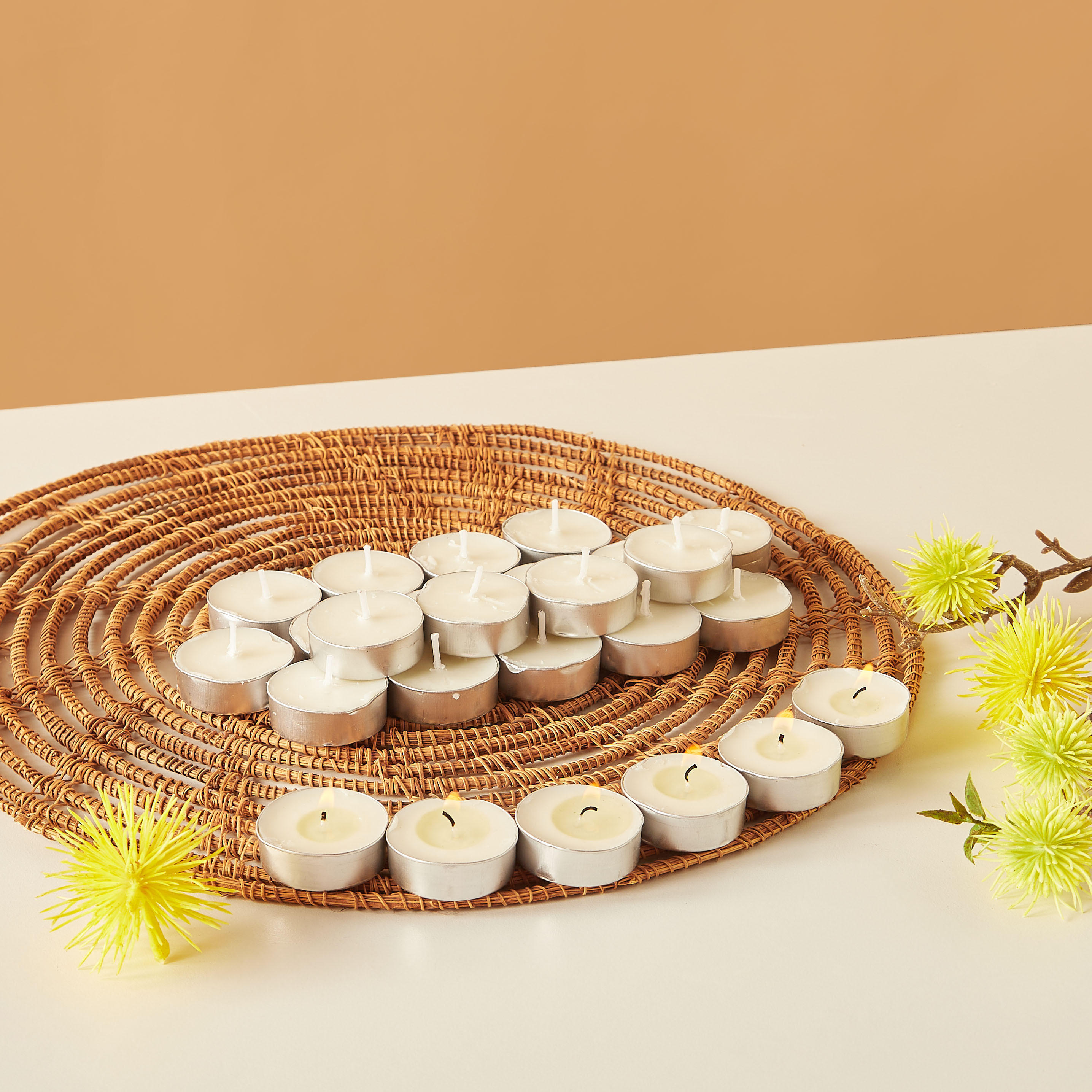 Essentials 25-Piece Vanilla Fleur Scented Tealight Candle Set - 4 H-household-homefragrance-candles-image-1