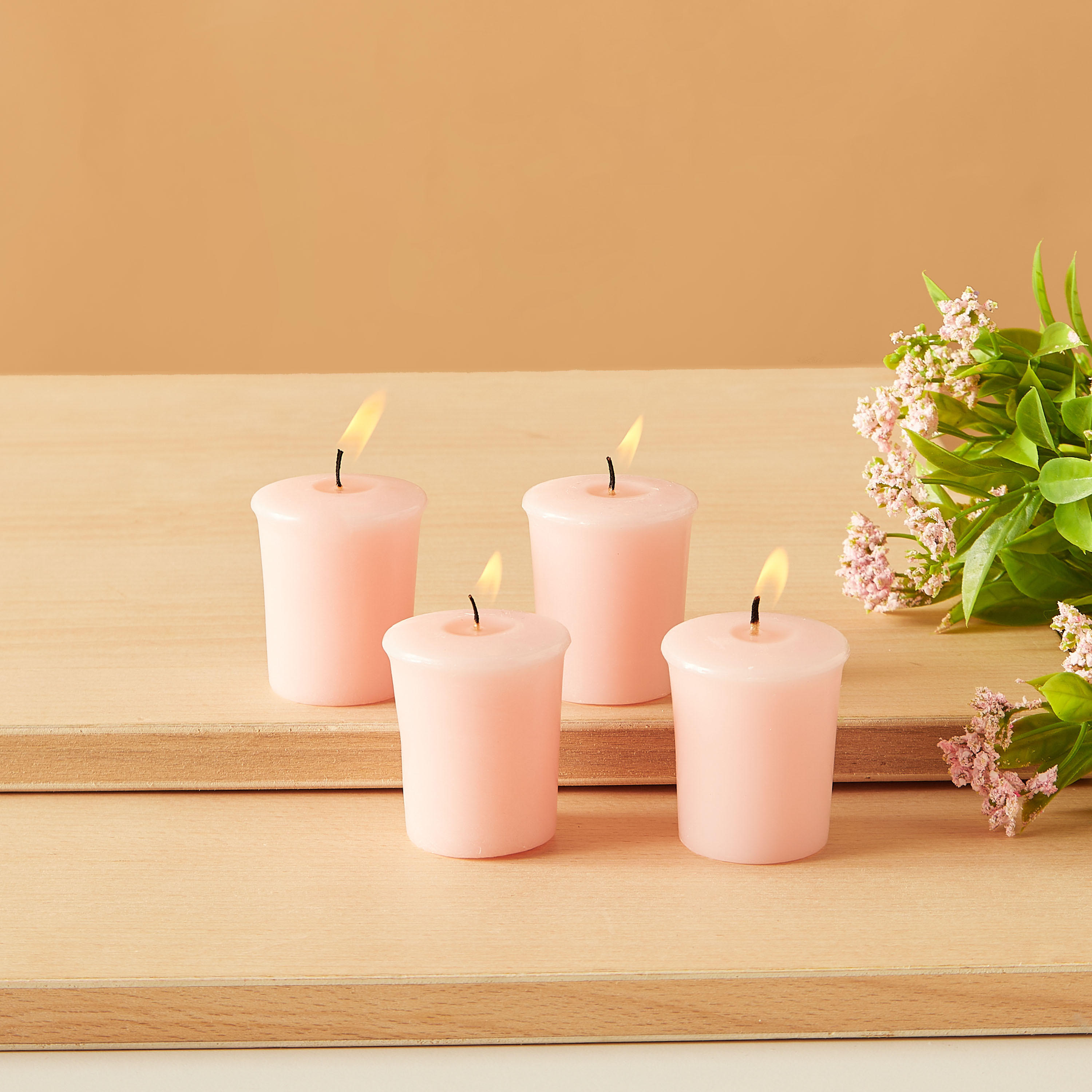 Essentials 4-Piece Rose Blush Scented Votive Candle Set - 12 H-household-homefragrance-candles-image-1