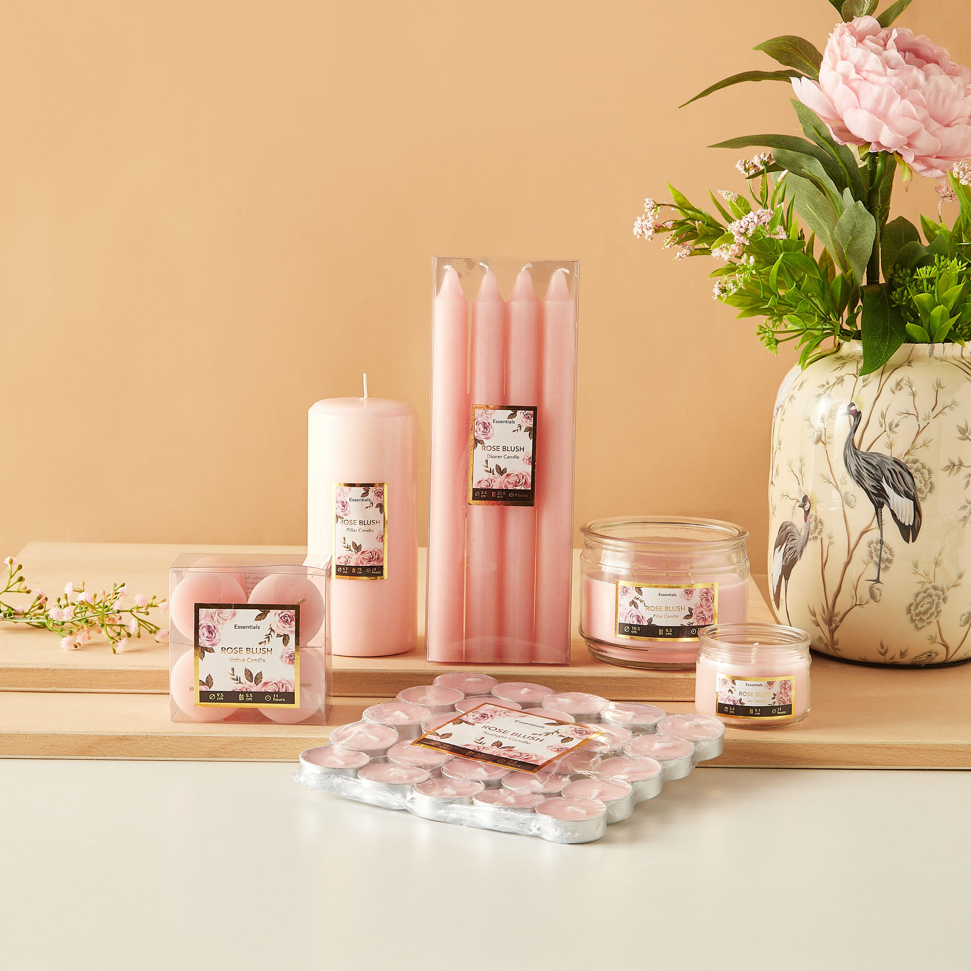 Essentials 4-Piece Rose Blush Scented Votive Candle Set - 12 H-household-homefragrance-candles-image-5