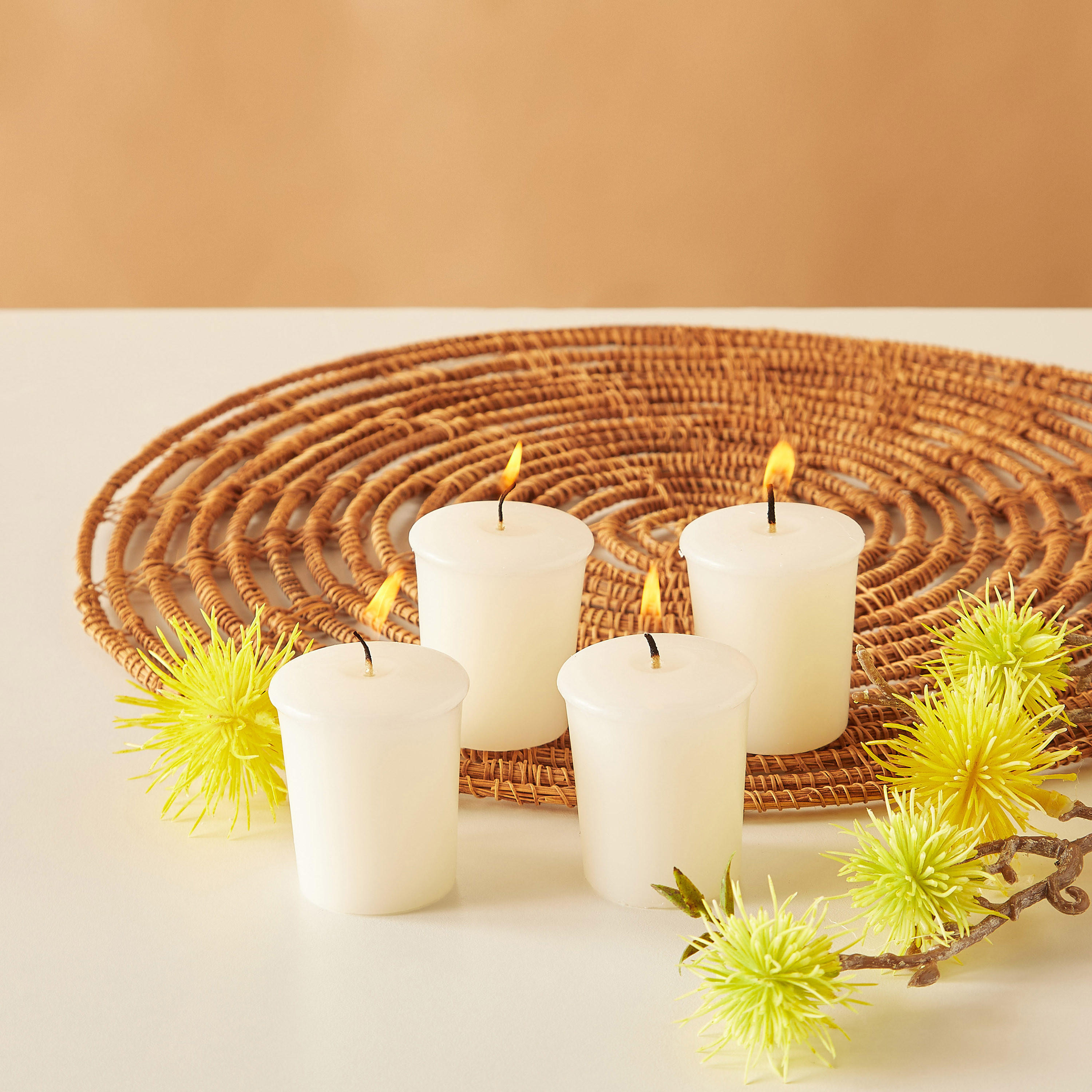 Essentials 4-Piece Rose Blush Scented Votive Candle Set - 12 H-household-homefragrance-candles-image-1