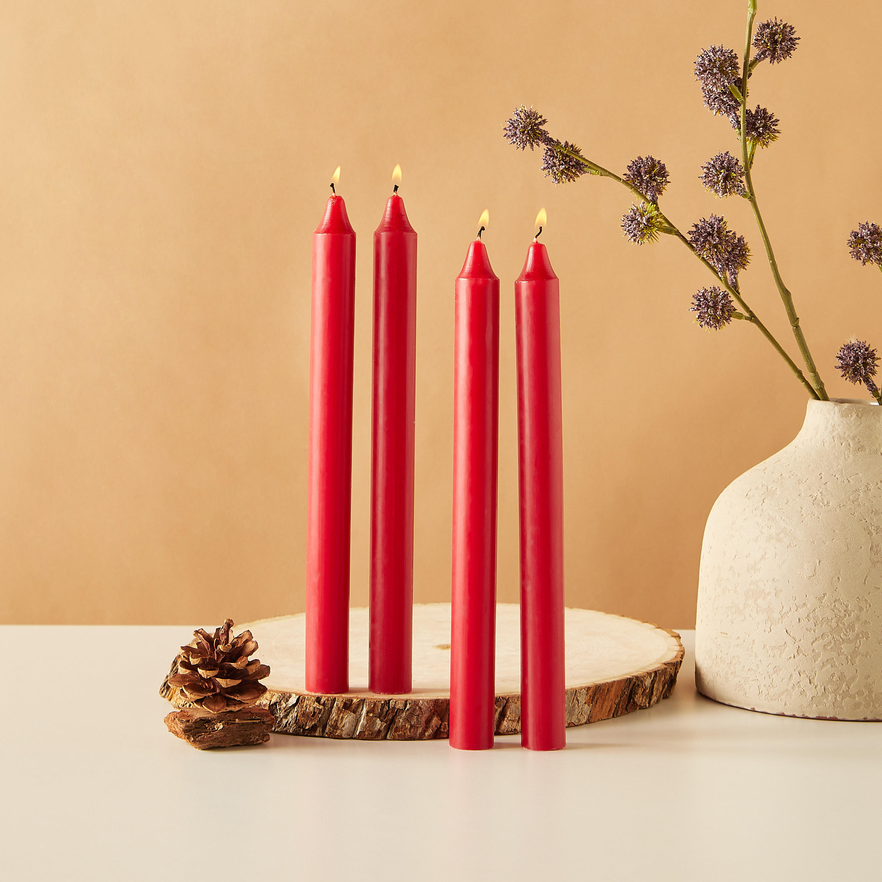 Essentials 4-Piece Rose Blush Scented Dinner Candle Set - 7 H-household-homefragrance-candles-image-1