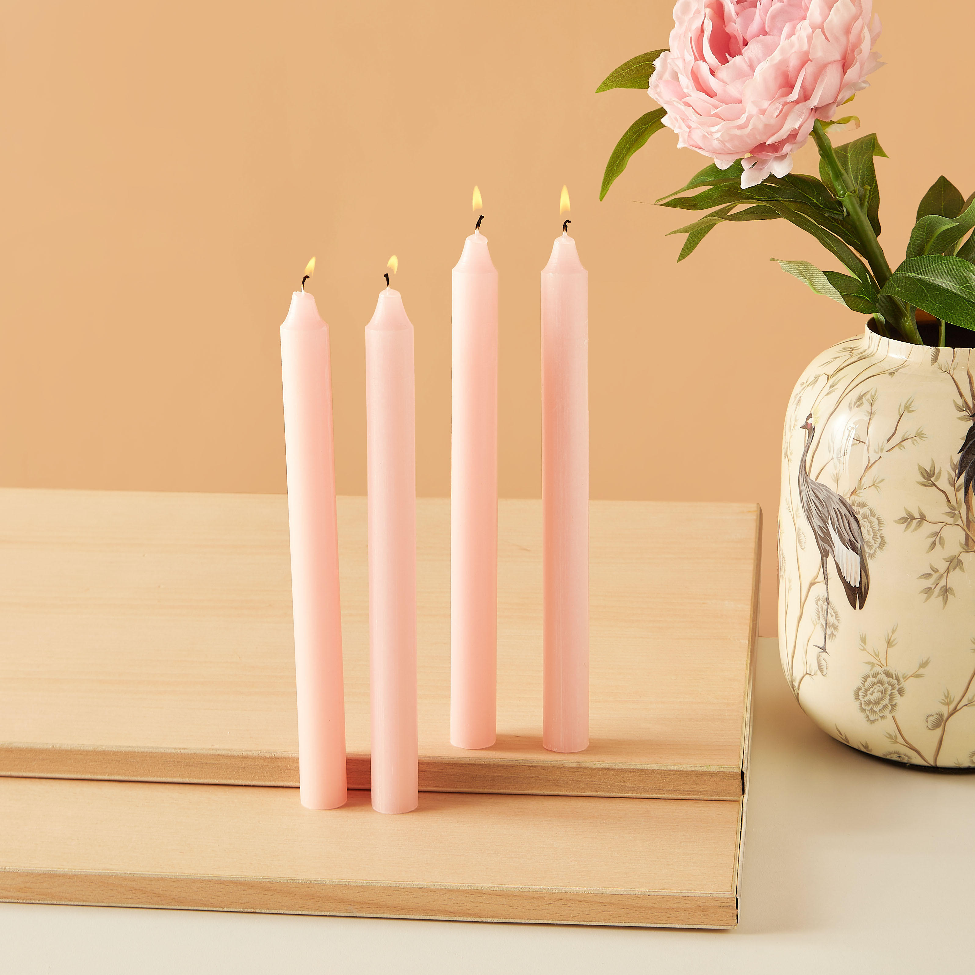 Essentials 4-Piece Rose Blush Scented Dinner Candle Set - 7 H-household-homefragrance-candles-image-1