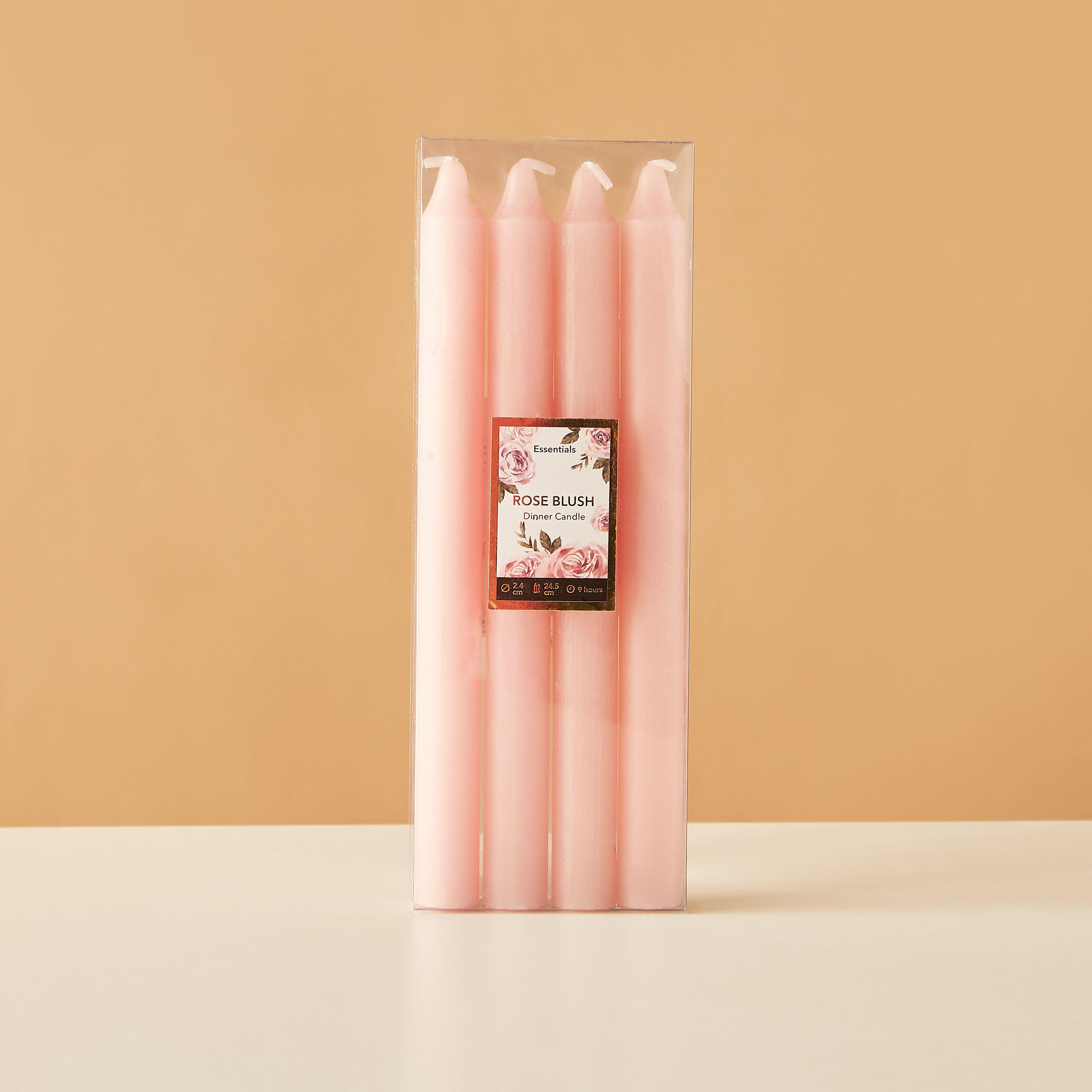 Essentials 4-Piece Rose Blush Scented Dinner Candle Set - 7 H-household-homefragrance-candles-image-4
