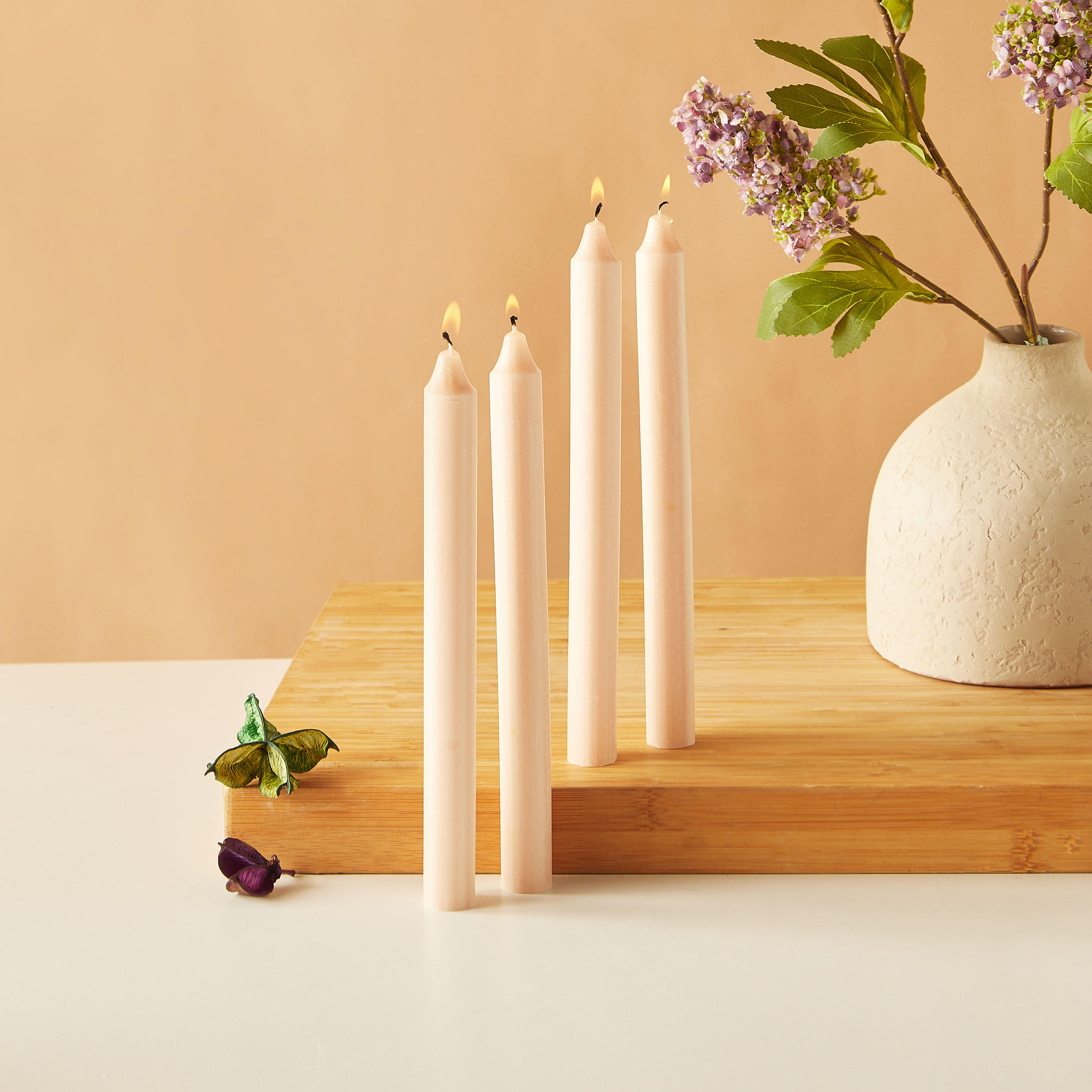 Essentials 4-Piece Rose Blush Scented Dinner Candle Set - 7 H-household-homefragrance-candles-image-1