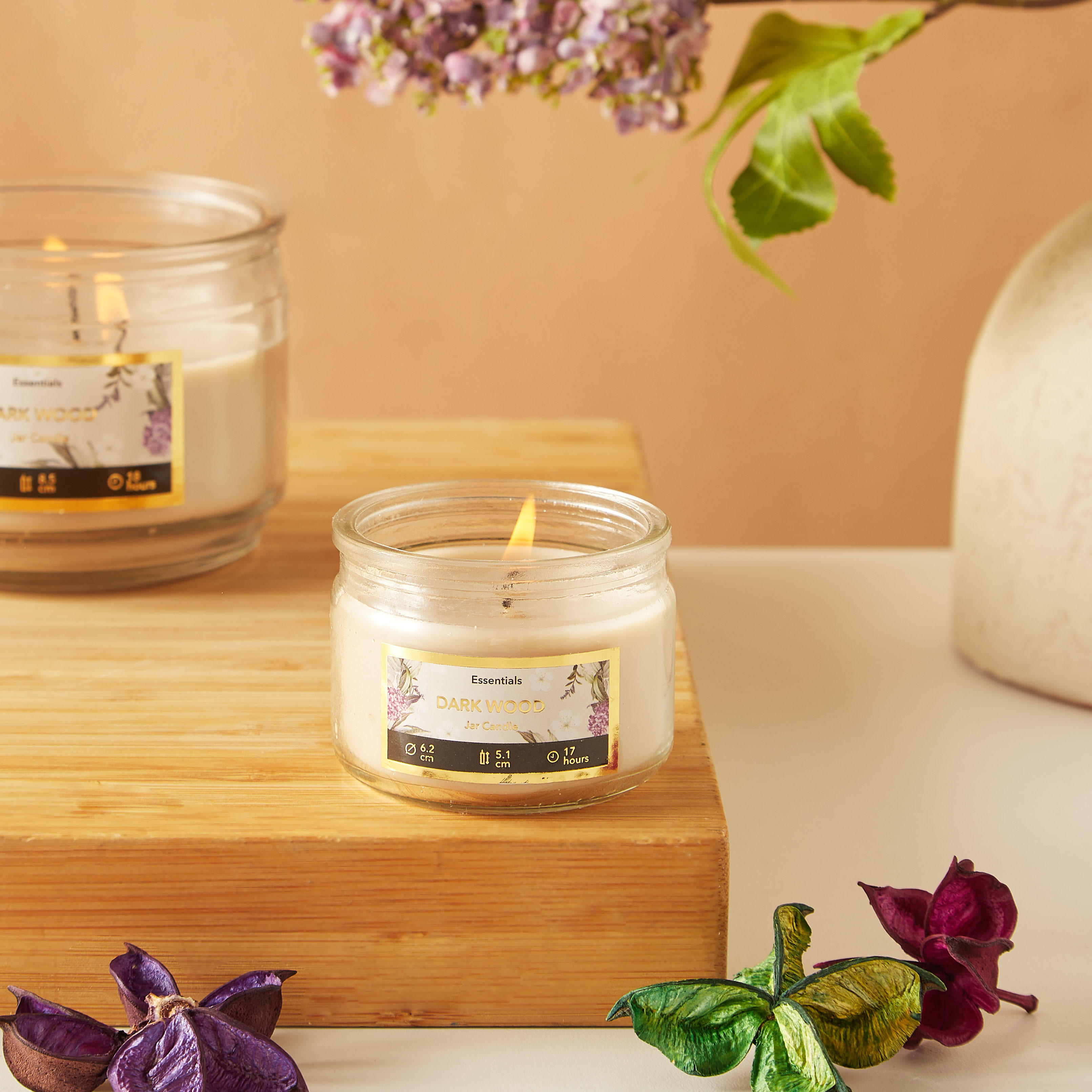 Essentials Vanilla Fleur Scented Glass Jar Candle - 17 H-household-homefragrance-candles-image-1