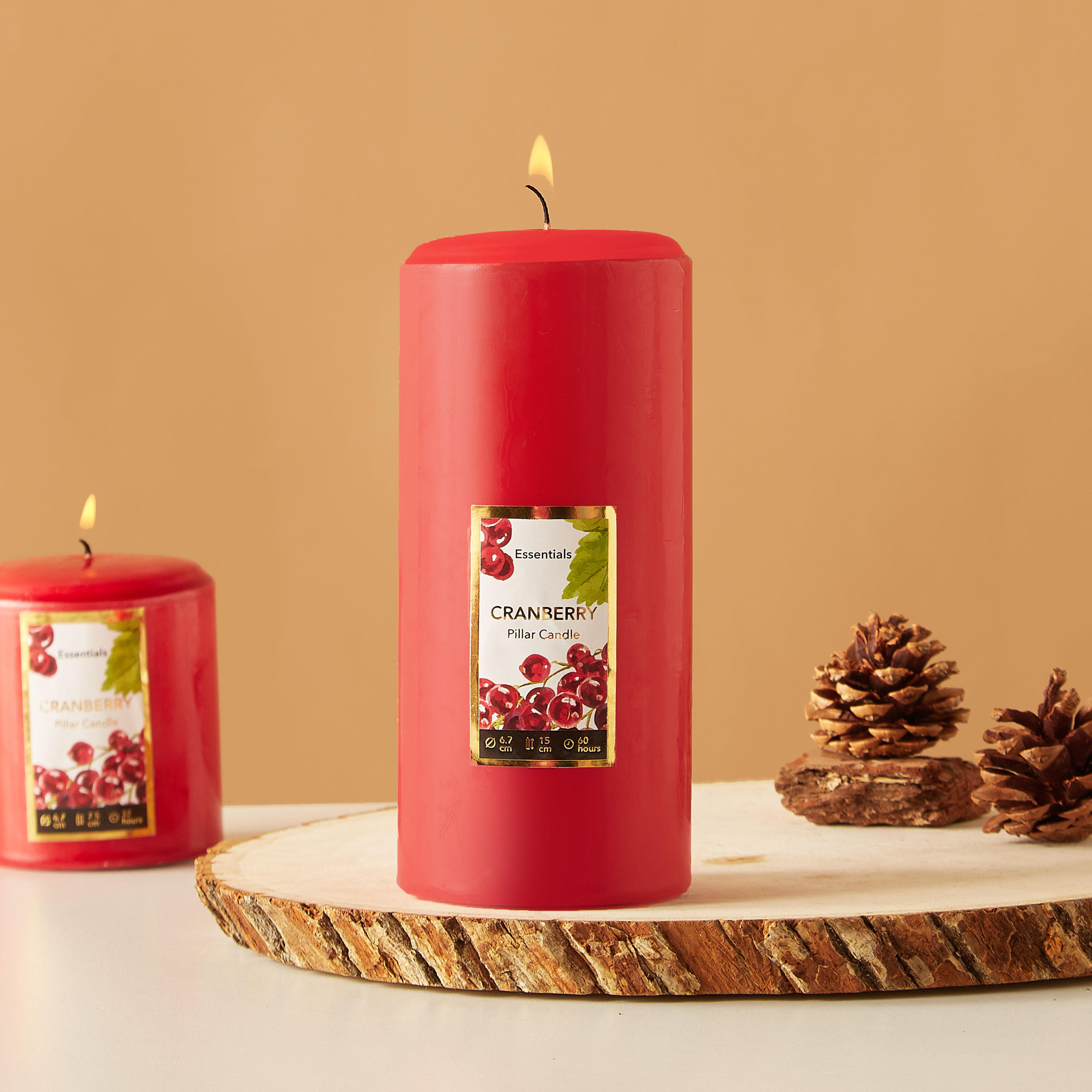 Essentials Rose Blush Scented Pillar Candle - 60 H-household-homefragrance-candles-image-1