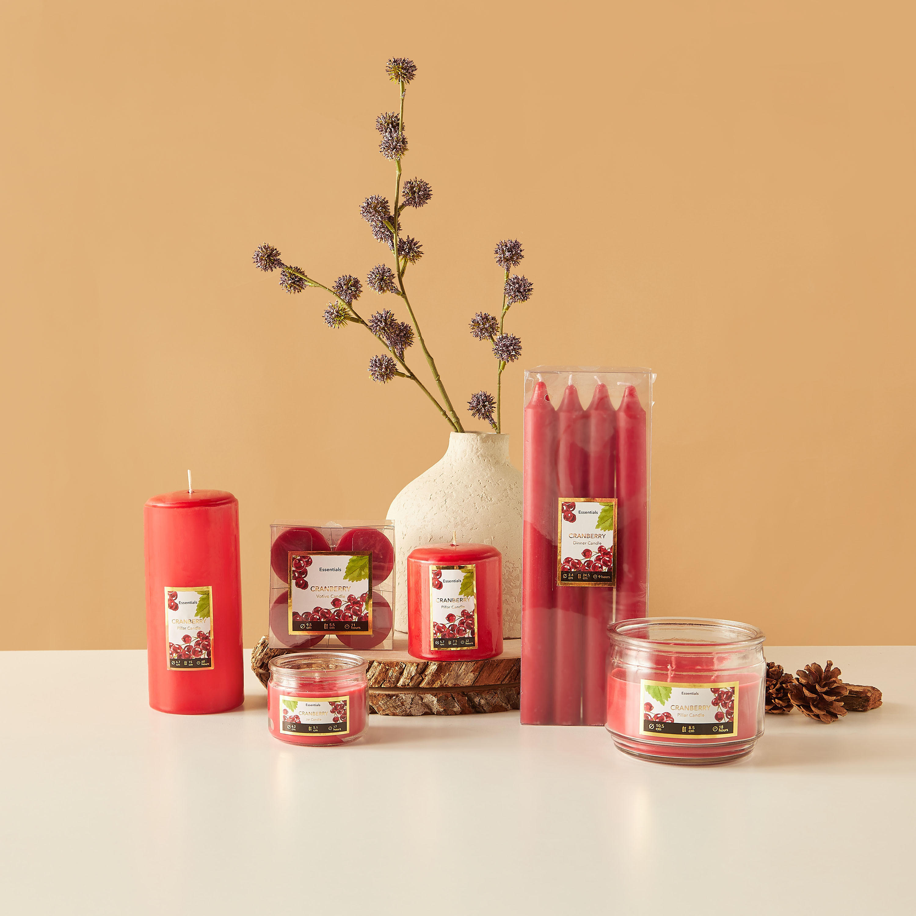 Essentials Rose Blush Scented Pillar Candle - 60 H-household-homefragrance-candles-image-5