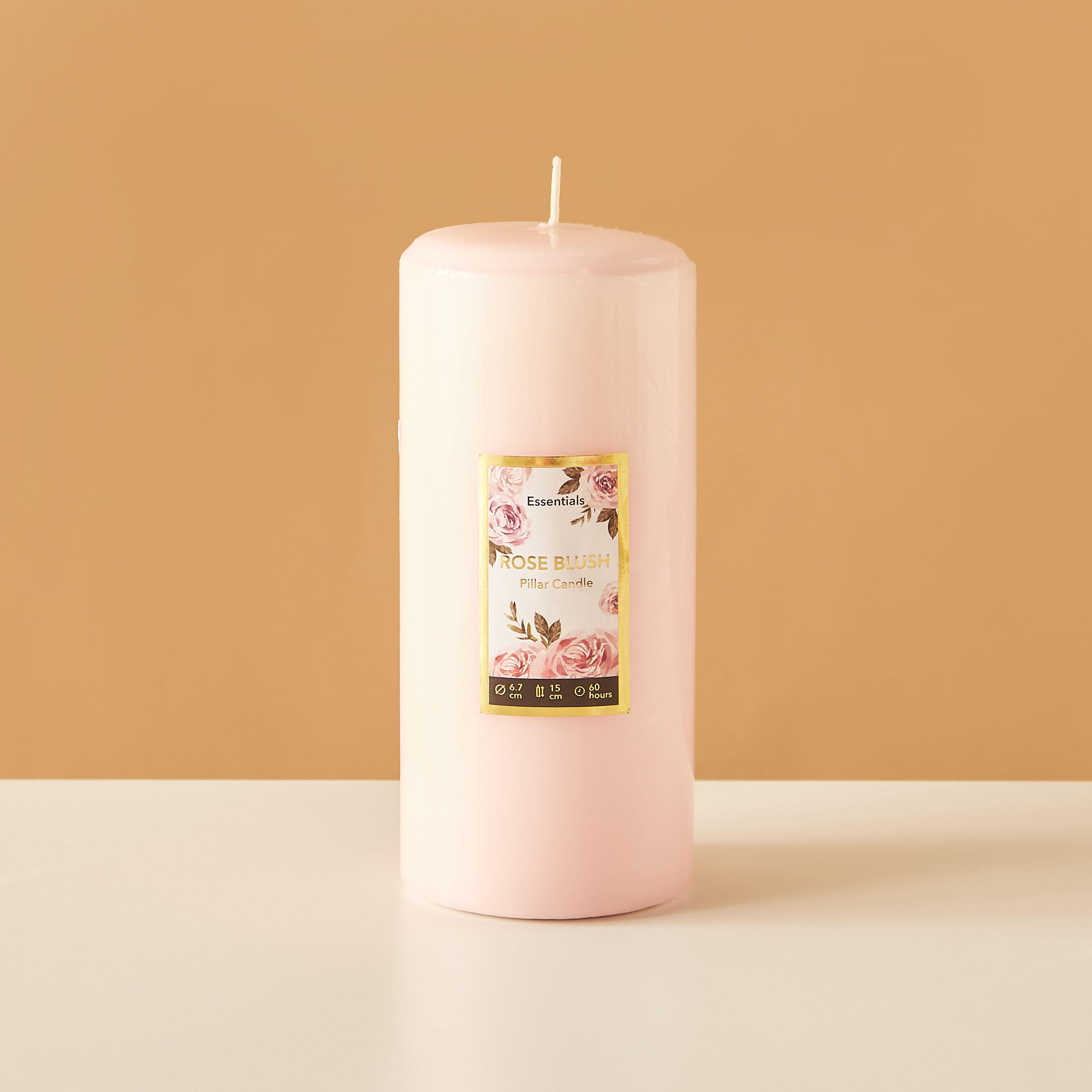 Essentials Rose Blush Scented Pillar Candle - 60 H-household-homefragrance-candles-image-2