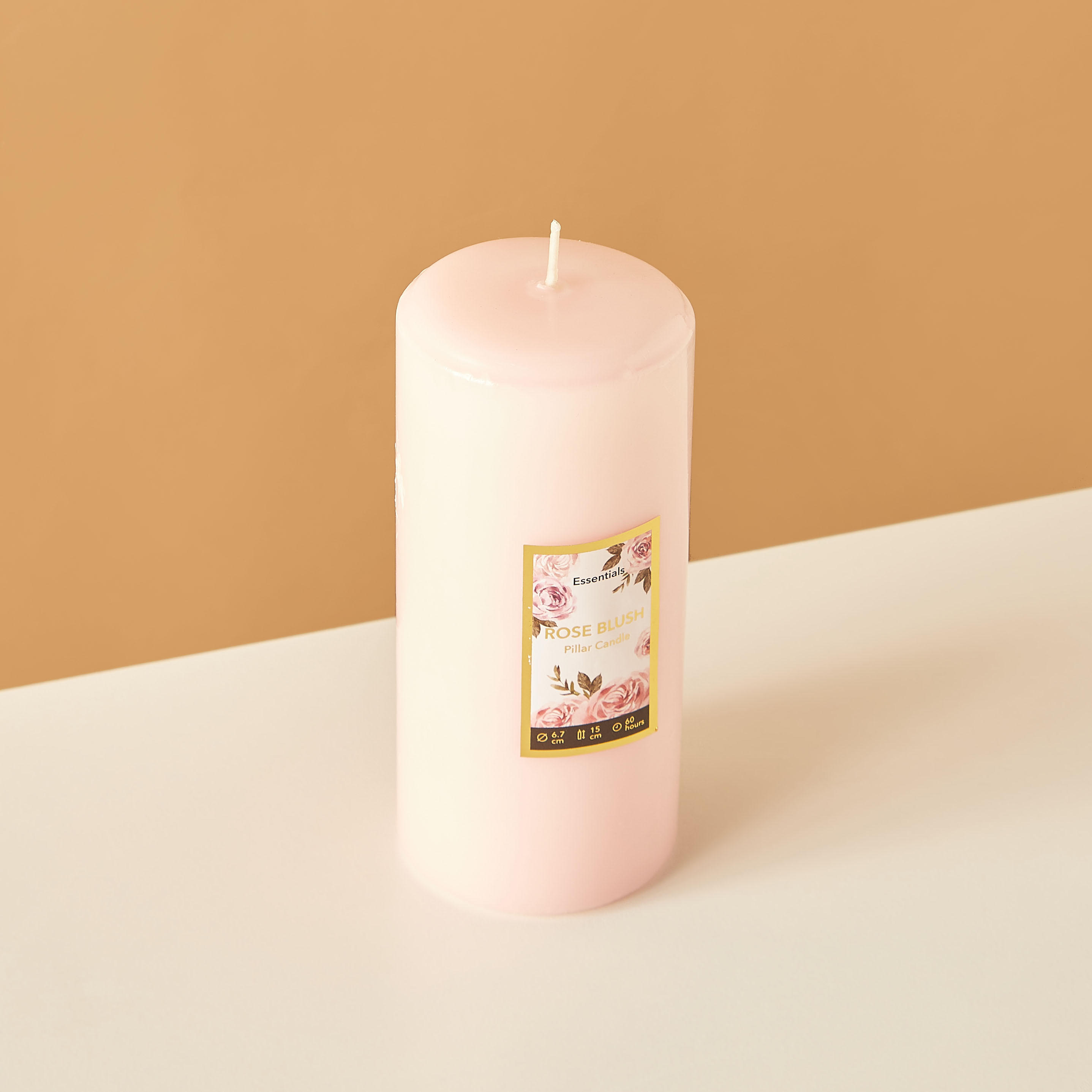 Essentials Rose Blush Scented Pillar Candle - 60 H-household-homefragrance-candles-image-3