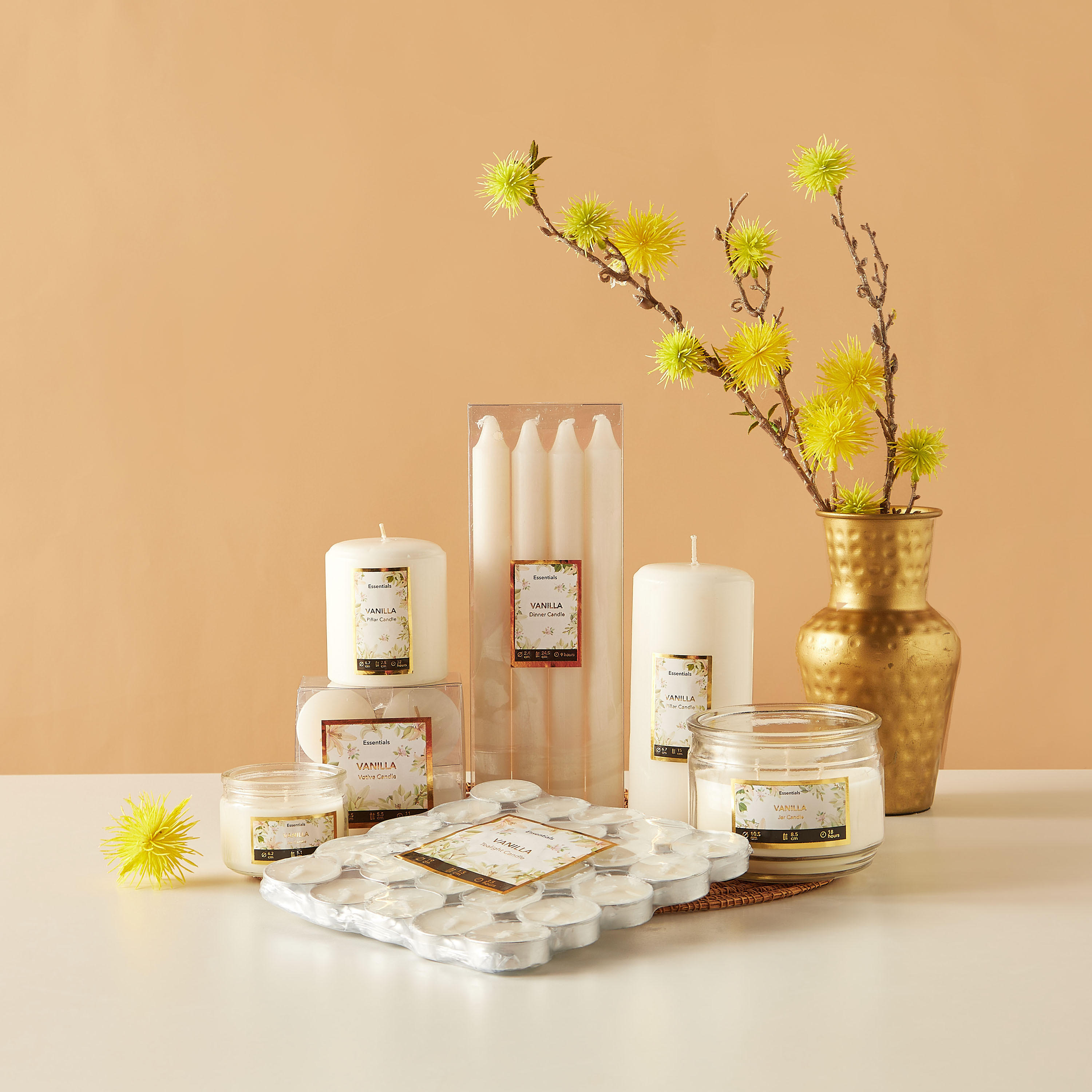 Essentials Rose Blush Scented Pillar Candle - 60 H-household-homefragrance-candles-image-5