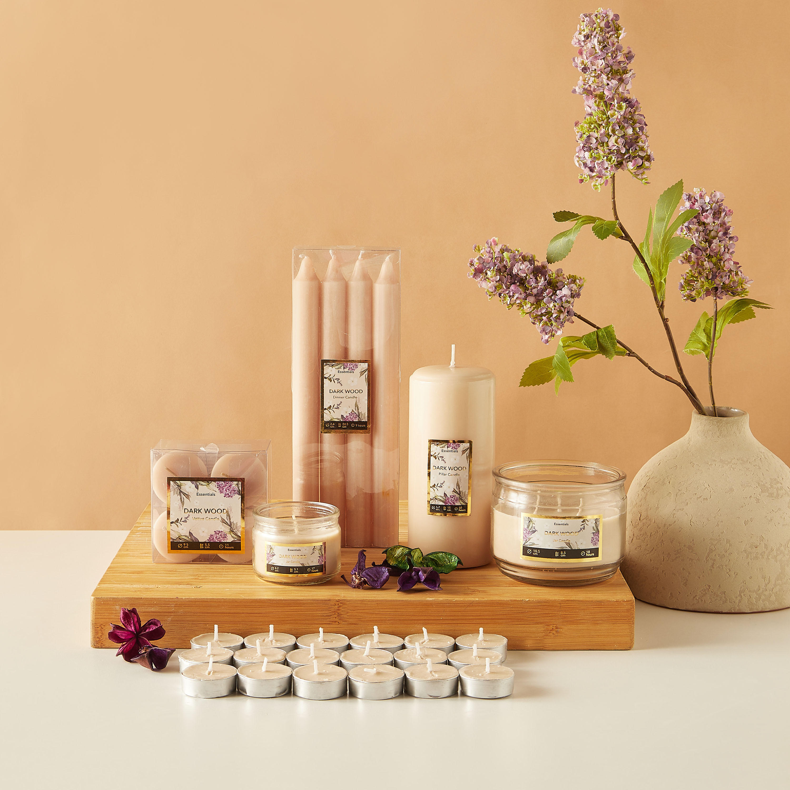 Essentials Rose Blush Scented Pillar Candle - 60 H-household-homefragrance-candles-image-5