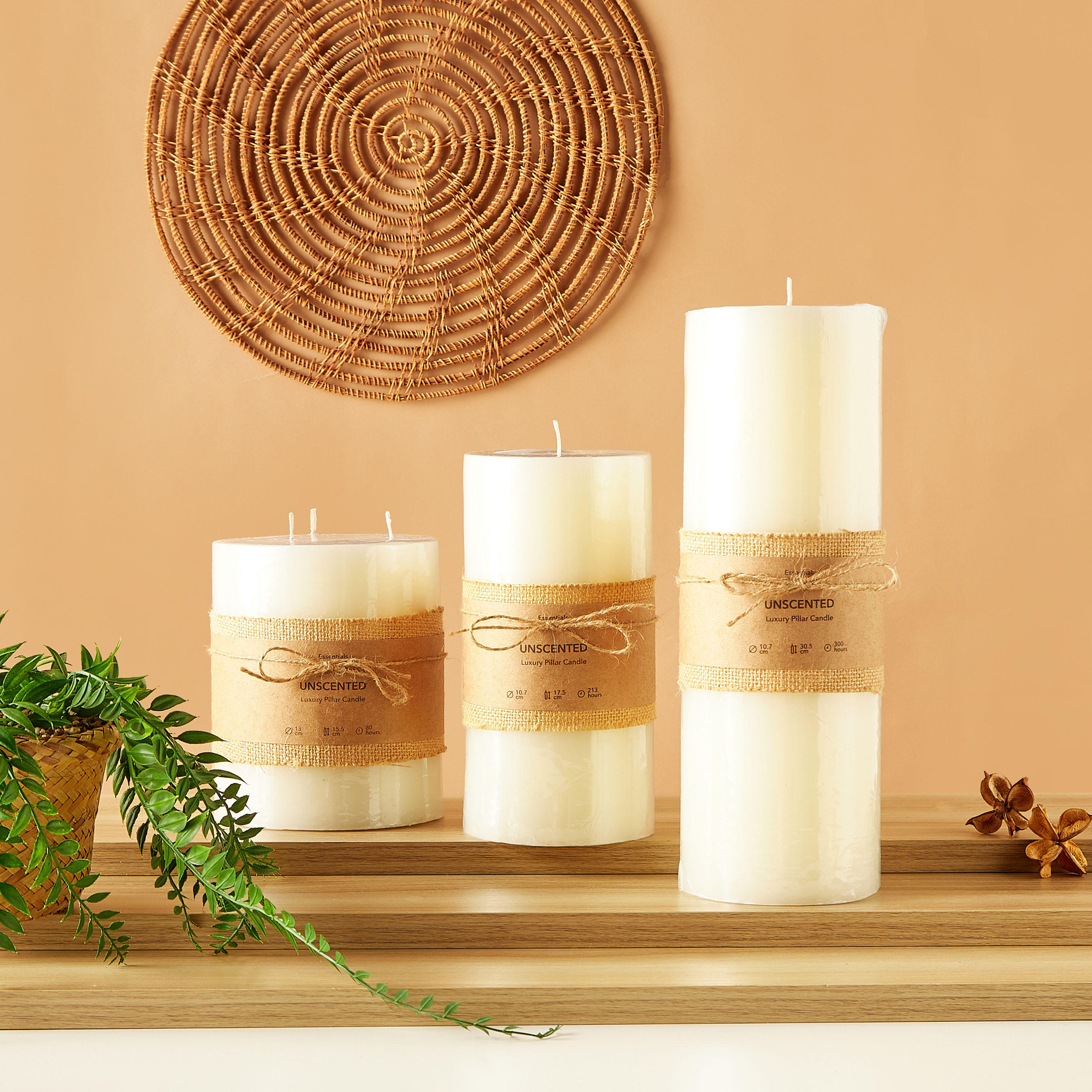 Essentials Unscented Pillar Candle - 31 cms-household-homefragrance-candles-image-5