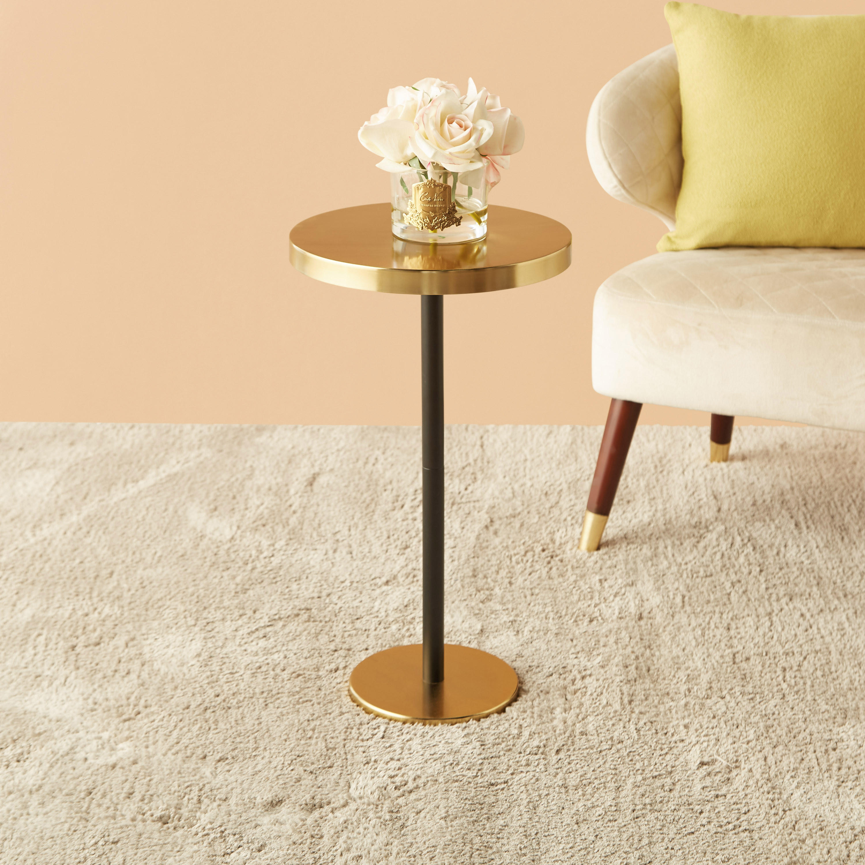 طاولة زينة بسطح معدني وقاعدة بيديستال - 31x31x56سم-furniture-livingroom-sideandendtables-image-2