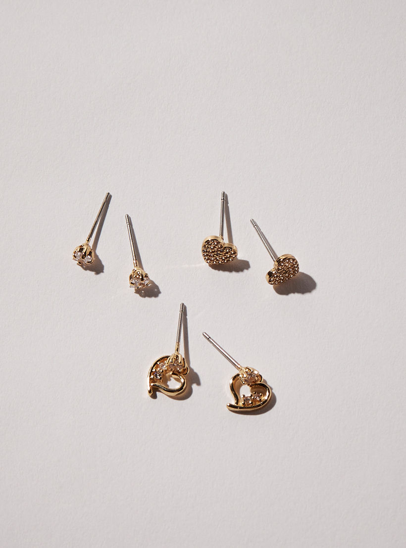 حلقان مزيّنة باللؤلؤ بمشبك إغلاق خلفي - طقم 3 أزواج-women-watchesandjewellery-jewellery-earrings-image-2