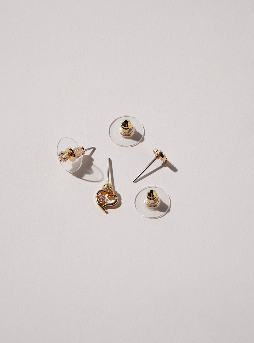 حلقان مزيّنة باللؤلؤ بمشبك إغلاق خلفي - طقم 3 أزواج-women-watchesandjewellery-jewellery-earrings-image-3