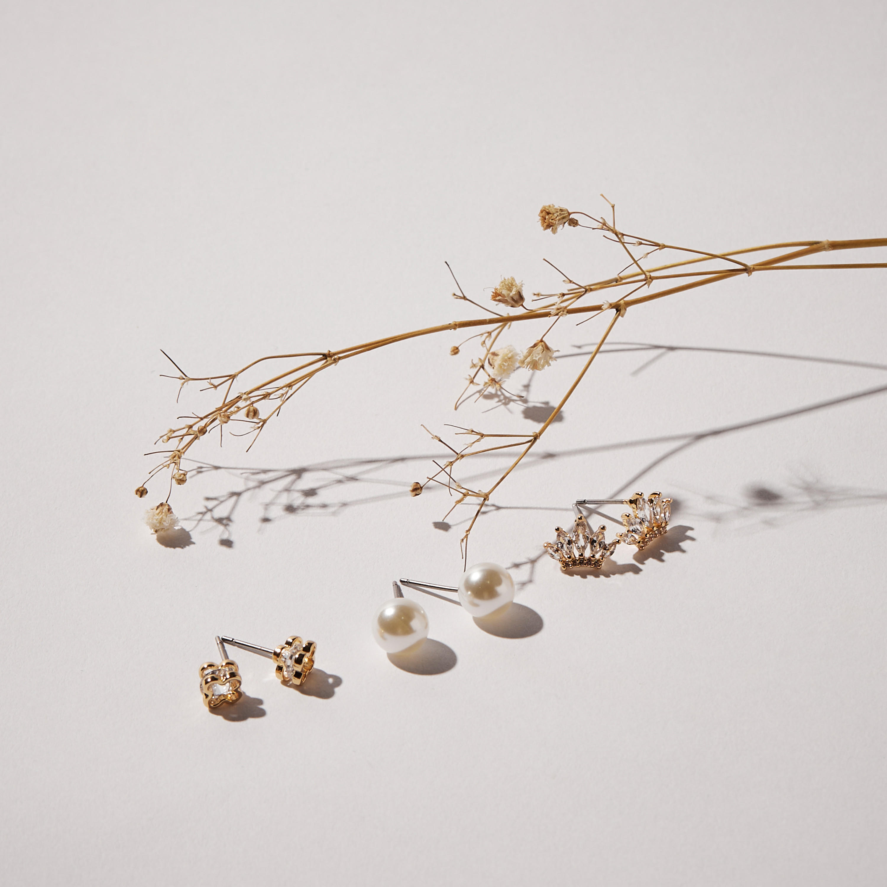 Pearl Embellished Earrings with Pushback Closure - Set of 3-women-watchesandjewellery-jewellery-earrings-image-1