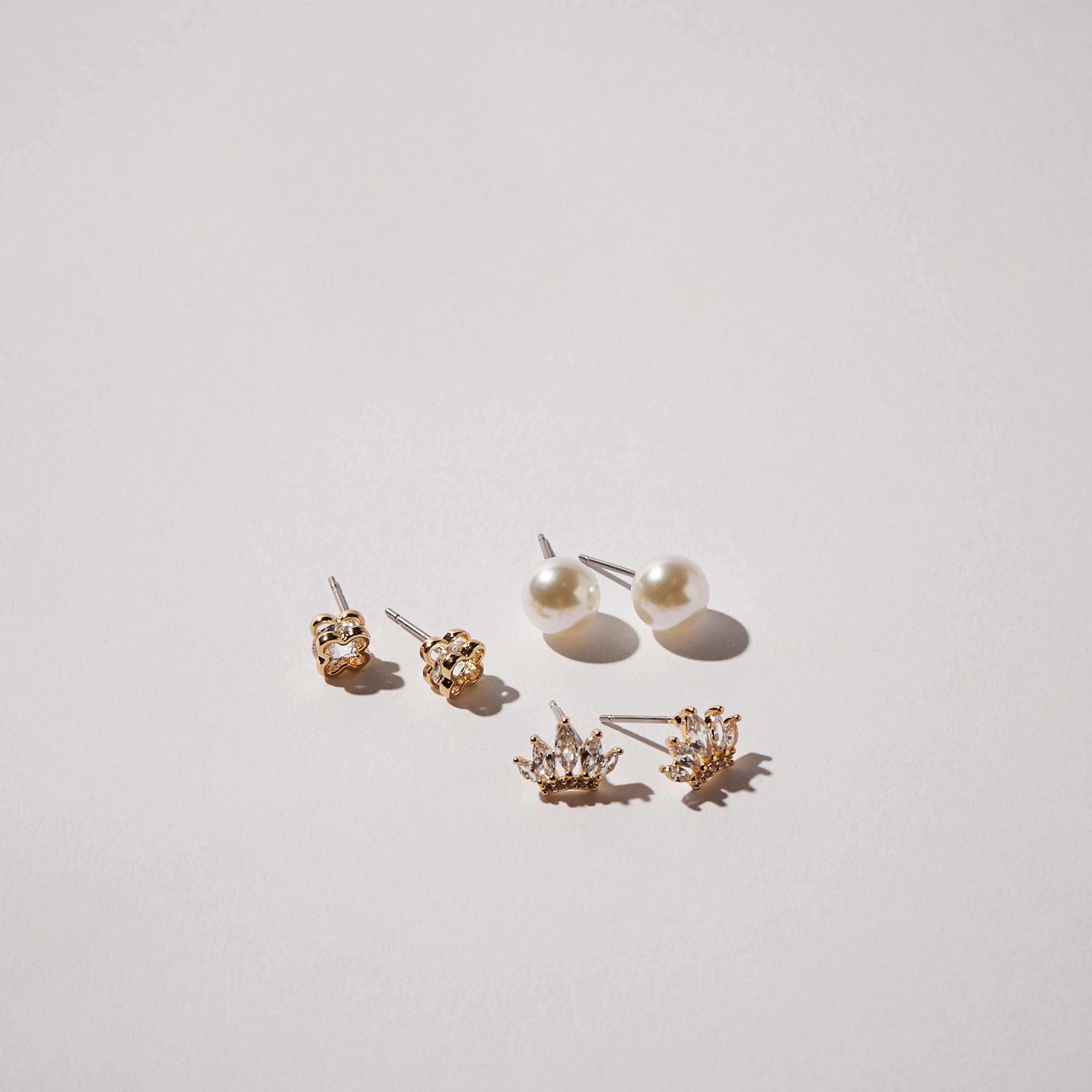 Pearl Embellished Earrings with Pushback Closure - Set of 3-women-watchesandjewellery-jewellery-earrings-image-3