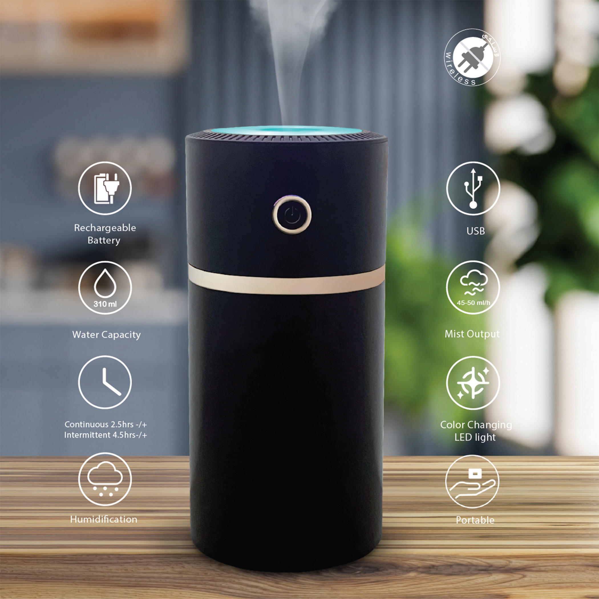 Aurora USB powered Color Changing LED Portable Humidifier - 310 ml-household-homefragrance-airrevitalisersandhumidifiers-image-1