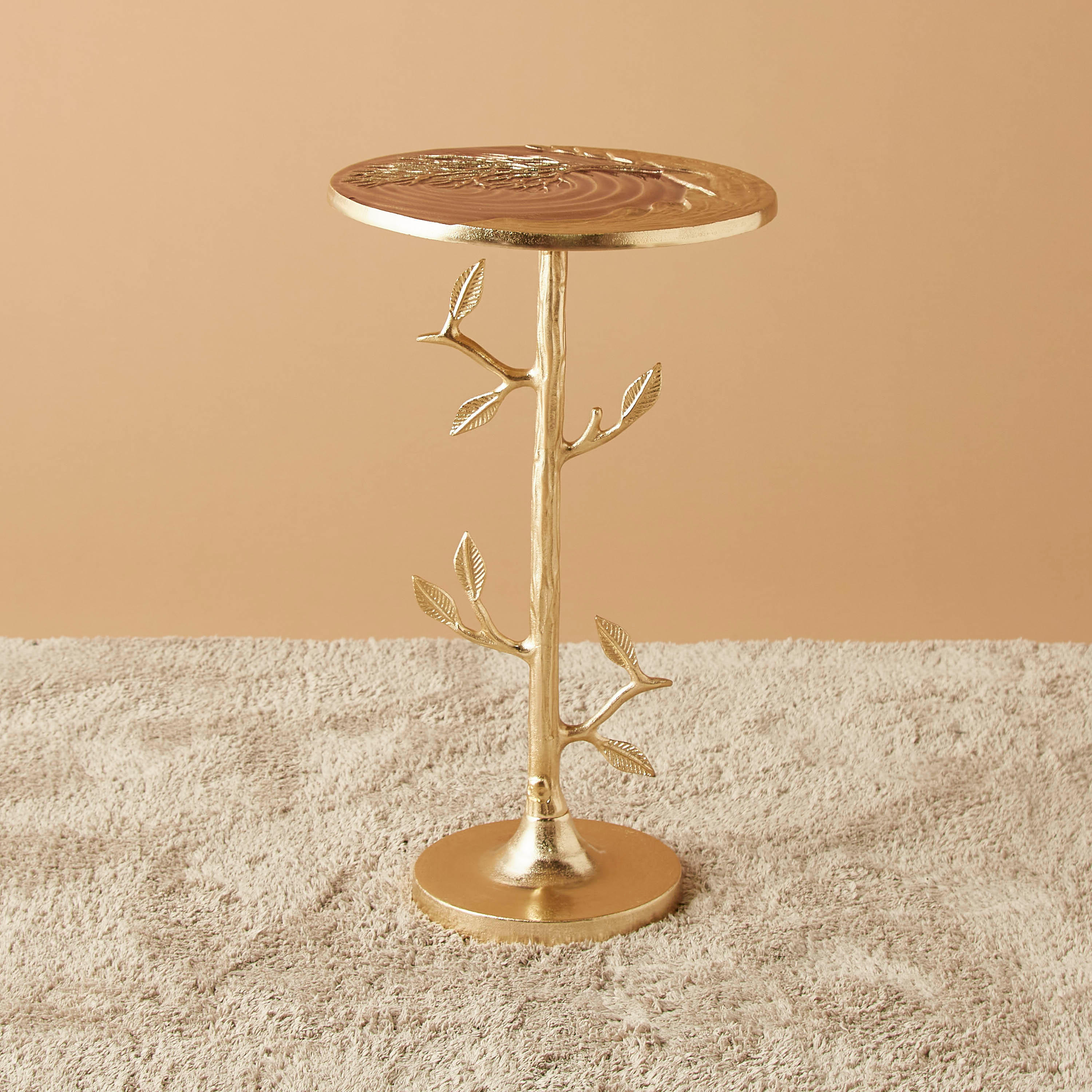 طاولة ديكور بسطح معدني وقاعدة بيديستال - 32x32x55 سم-furniture-livingroom-sideandendtables-image-1