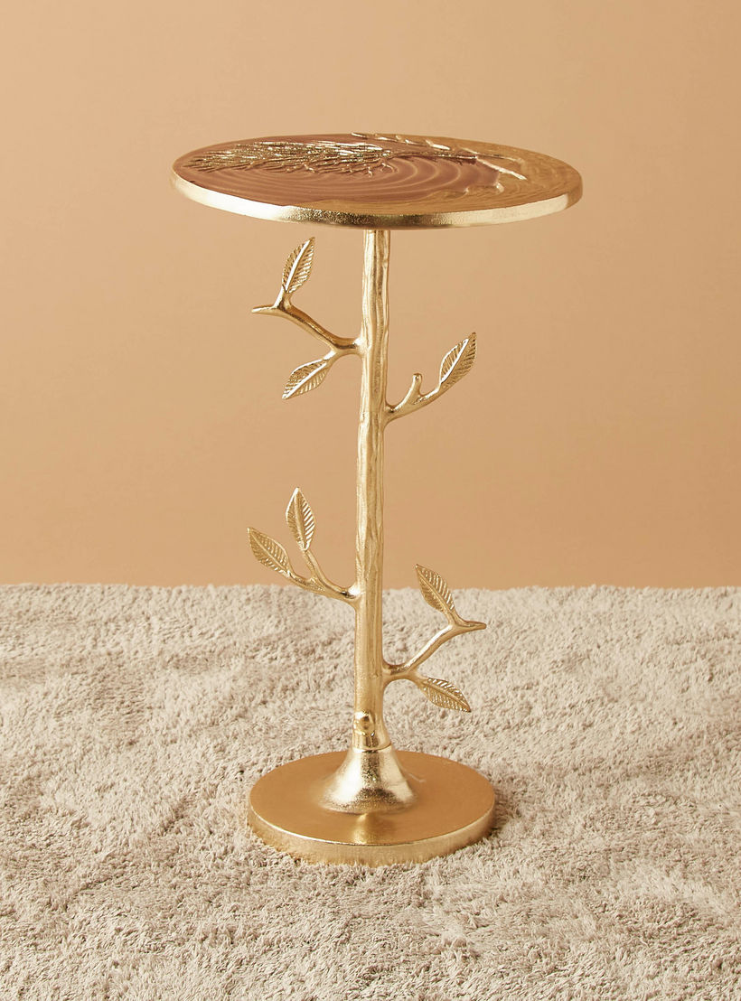 طاولة ديكور بسطح معدني وقاعدة بيديستال - 32x32x55 سم-furniture-livingroom-sideandendtables-image-1