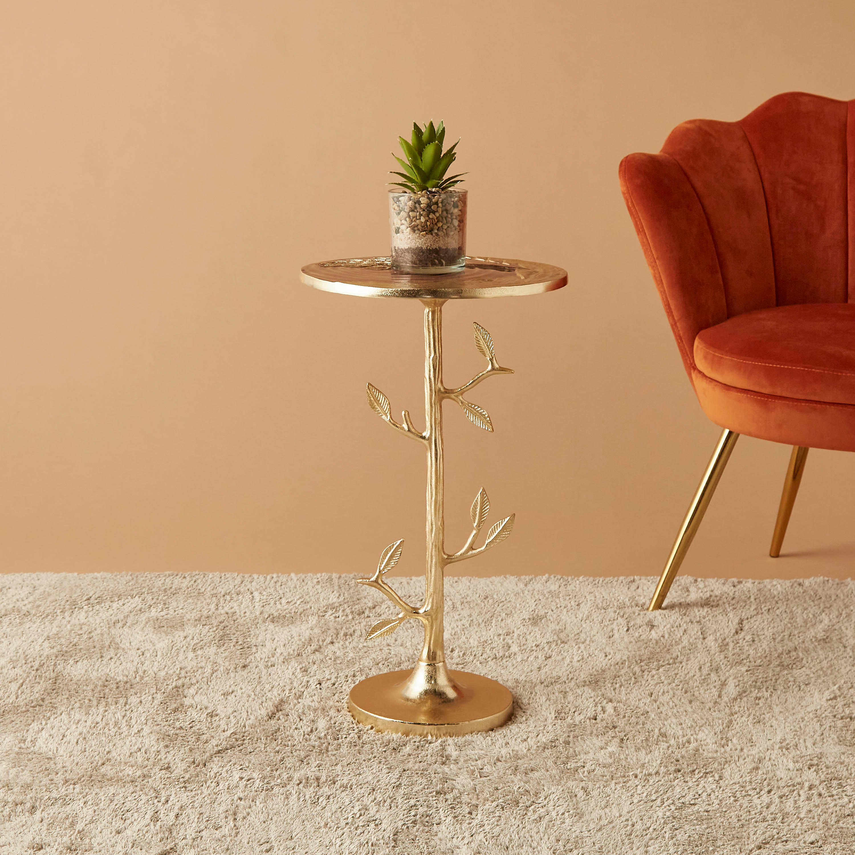 طاولة ديكور بسطح معدني وقاعدة بيديستال - 32x32x55 سم-furniture-livingroom-sideandendtables-image-2