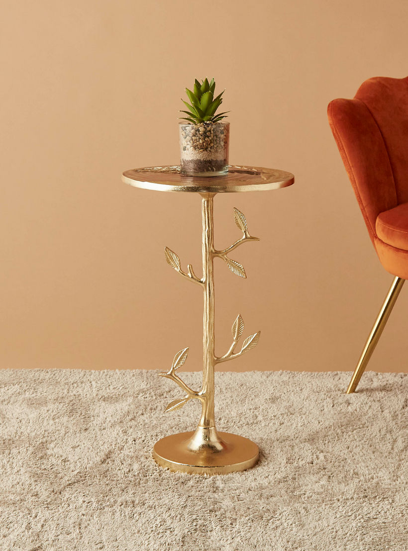 طاولة ديكور بسطح معدني وقاعدة بيديستال - 32x32x55 سم-furniture-livingroom-sideandendtables-image-2