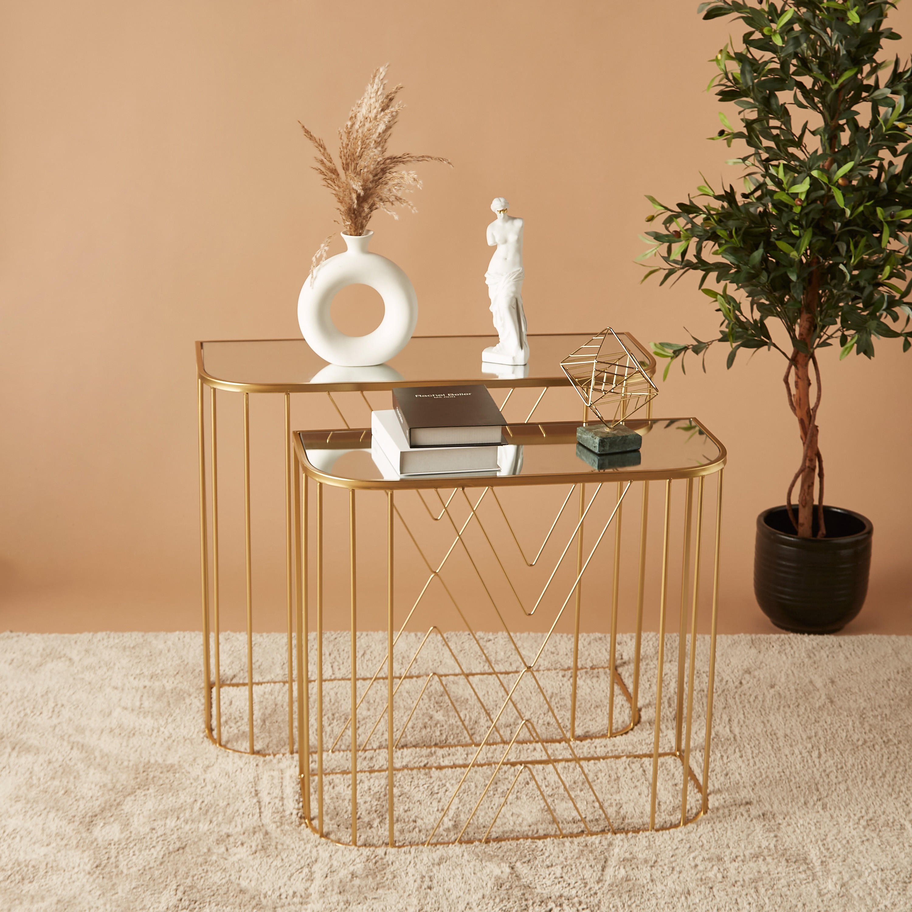 Rectangular 2-Piece Mirror Top Console Table Set-furniture-livingroom-consoletablesandmirrors-image-1