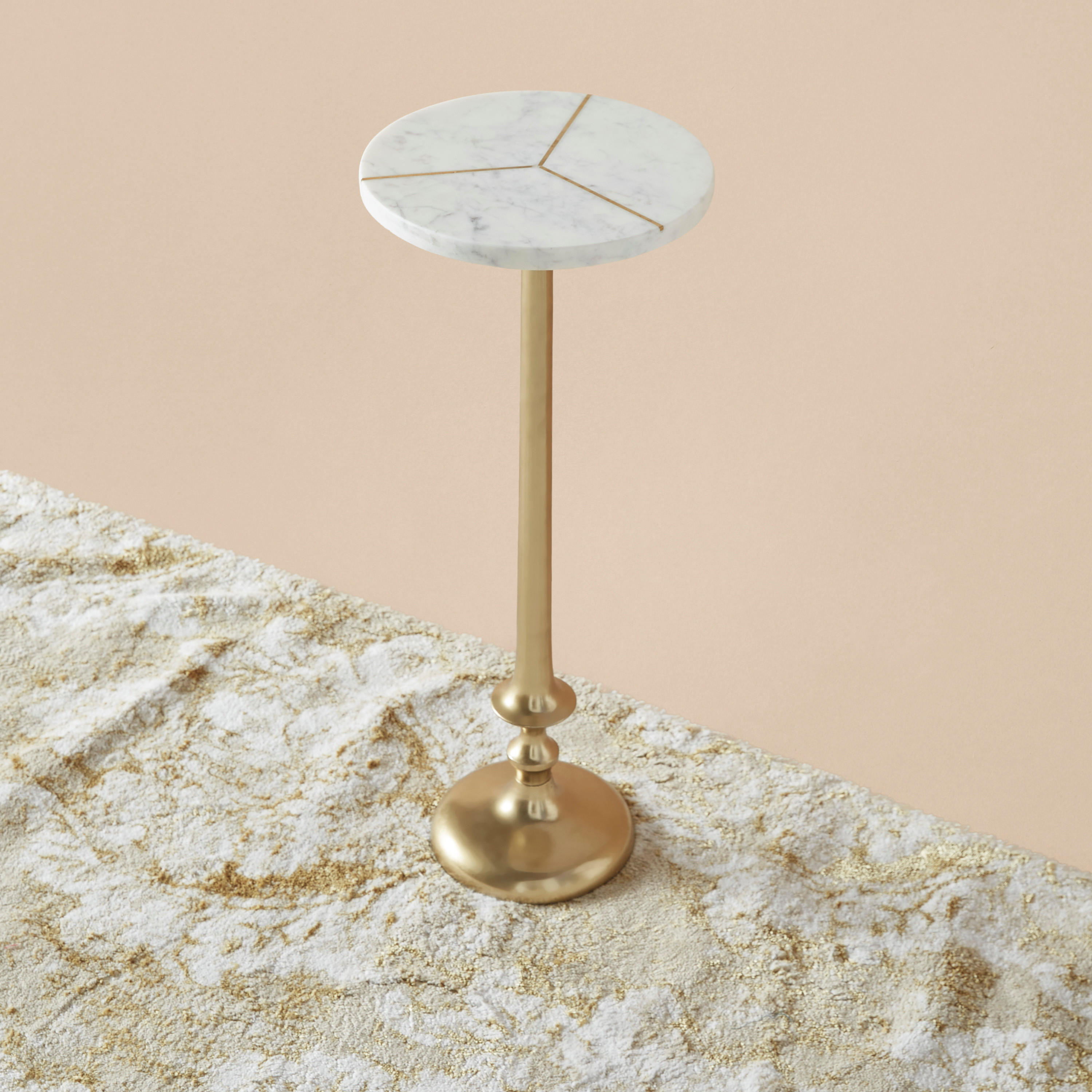 Round Marble Top Accent Table - 23x23x54 cms-furniture-livingroom-sideandendtables-image-1