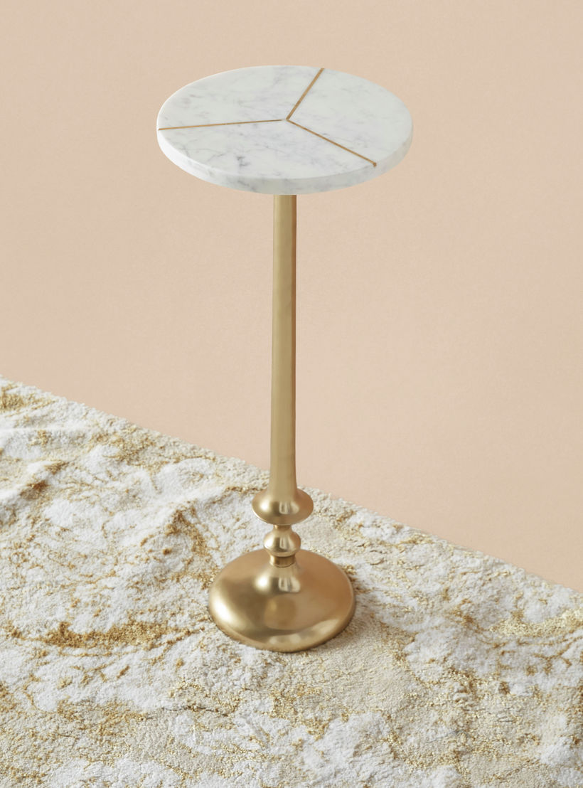 Round Marble Top Accent Table - 23x23x54 cms-furniture-livingroom-sideandendtables-image-1