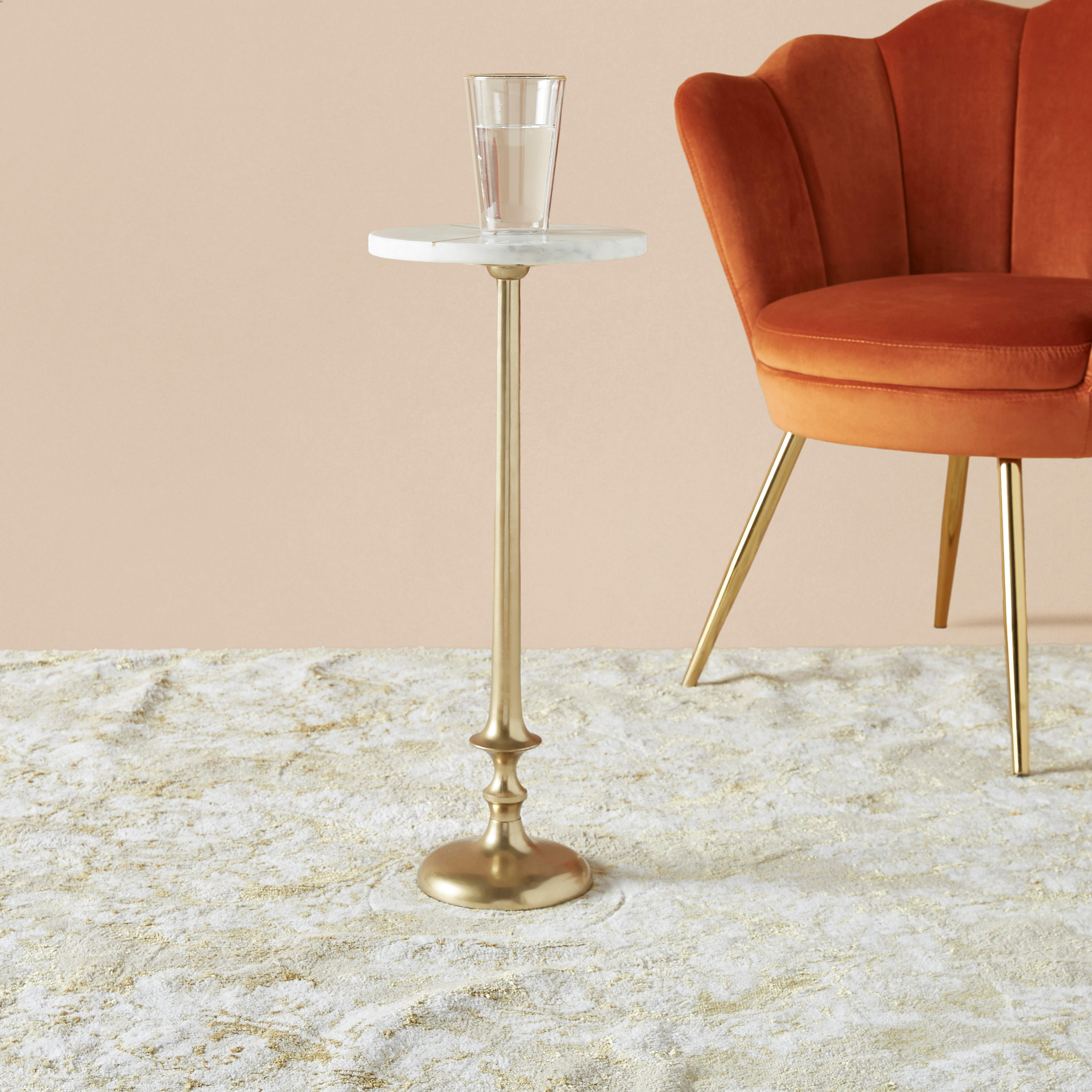 Round Marble Top Accent Table - 23x23x54 cms-furniture-livingroom-sideandendtables-image-2