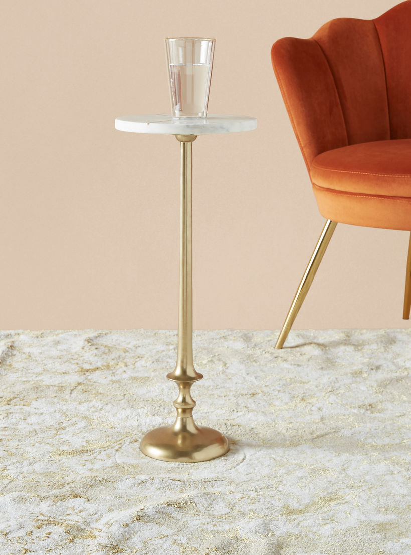 Round Marble Top Accent Table - 23x23x54 cms-furniture-livingroom-sideandendtables-image-2