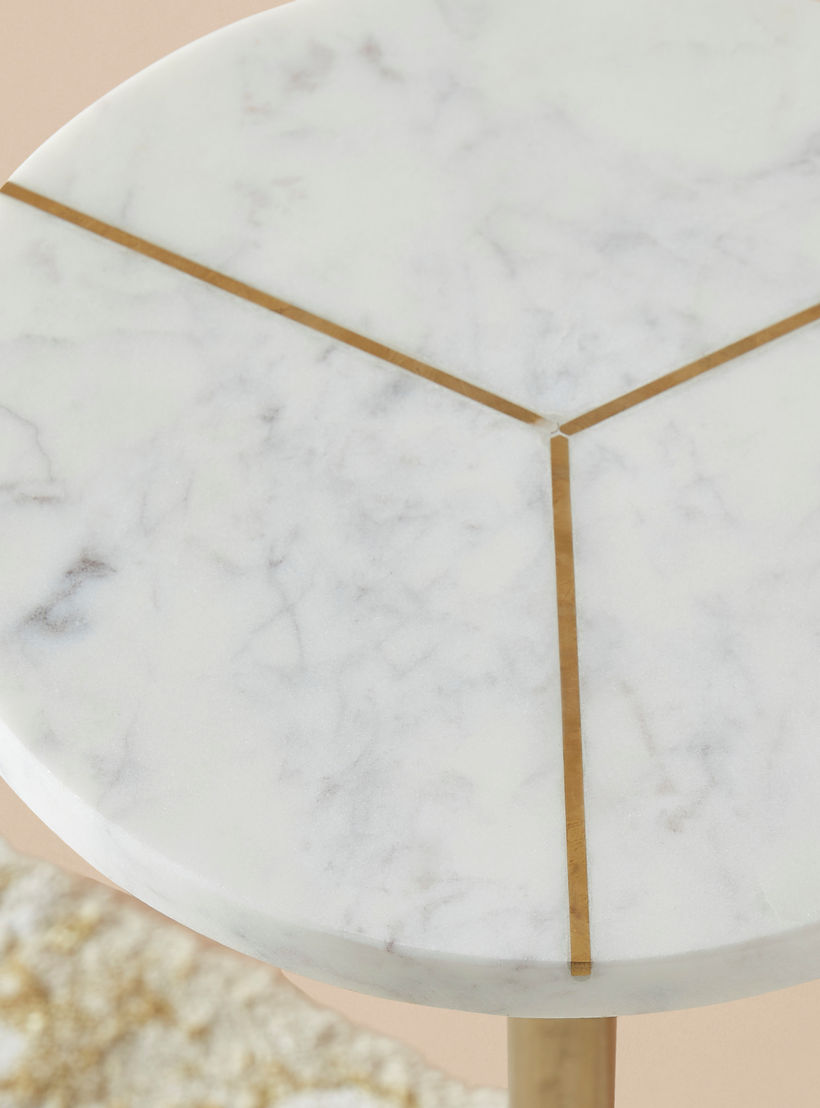 Round Marble Top Accent Table - 23x23x54 cms-furniture-livingroom-sideandendtables-image-3