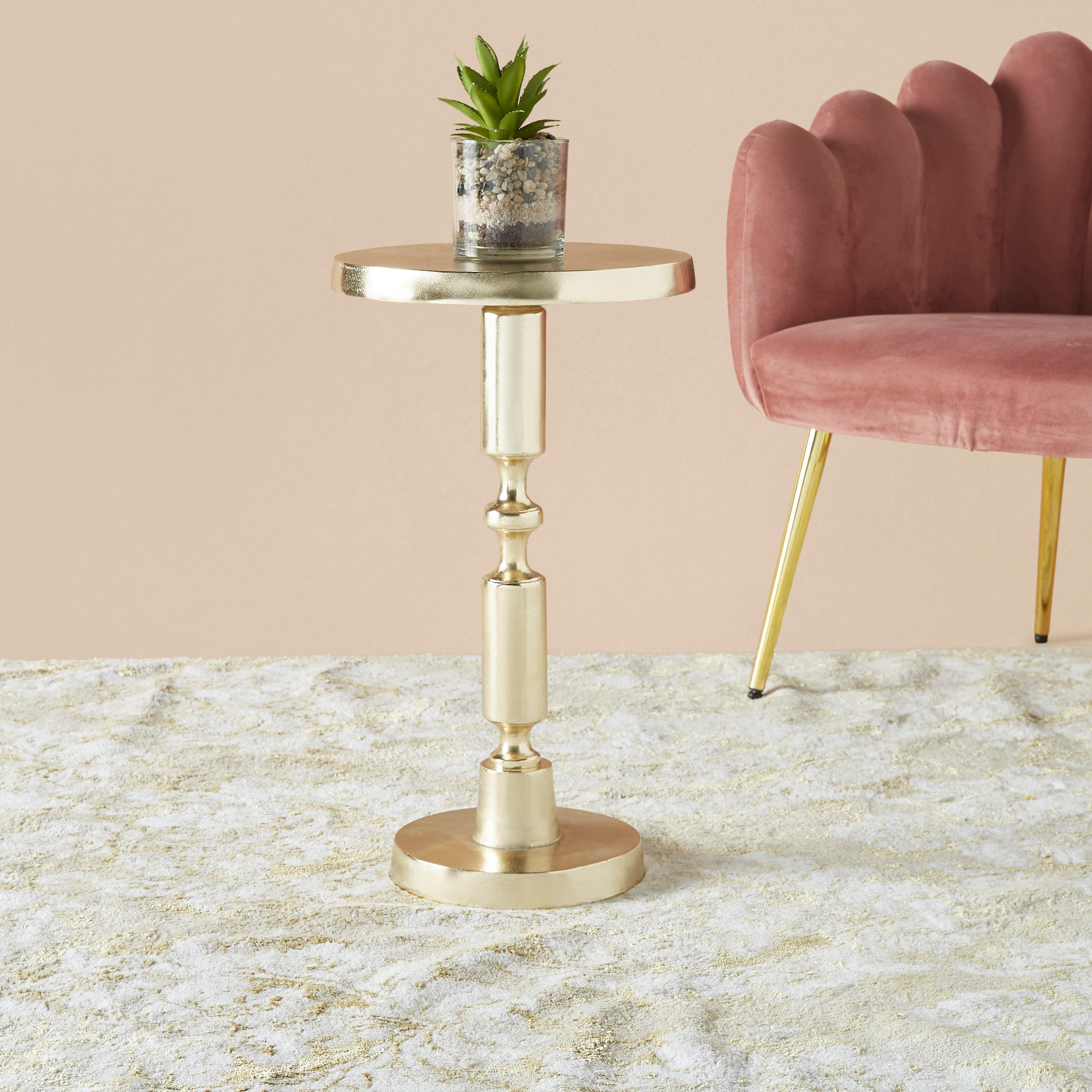 Round Metal Top Accent Table - 30x30x55 cms-furniture-livingroom-sideandendtables-image-1