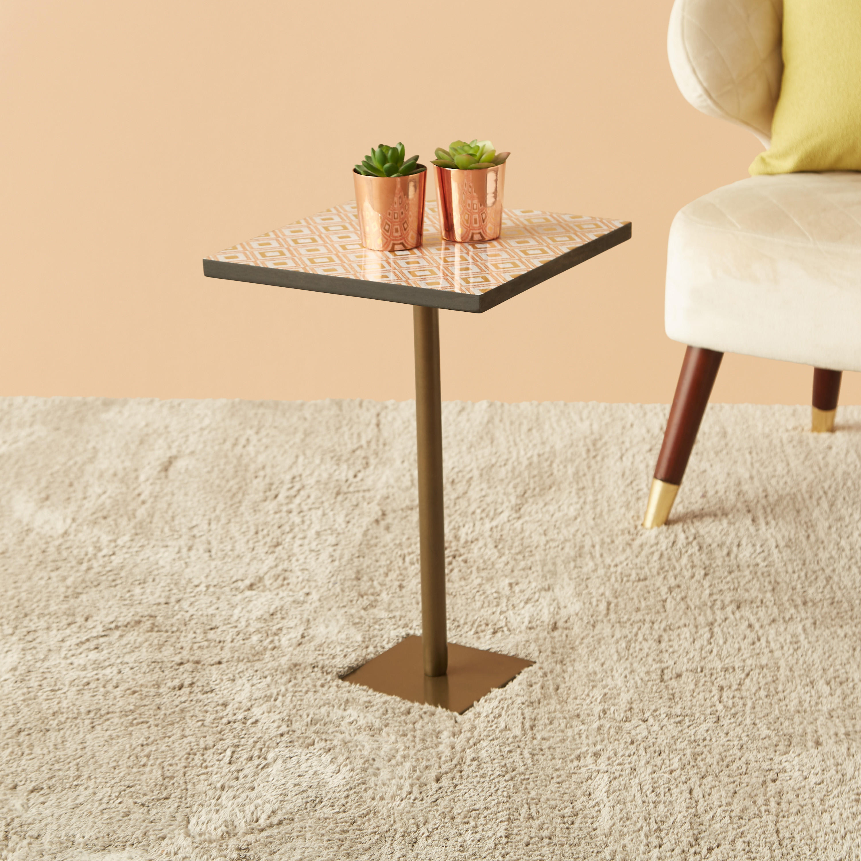 Tiled Top Accent Table with Pedestal Base - 30x30x45 cms-furniture-livingroom-sideandendtables-image-1