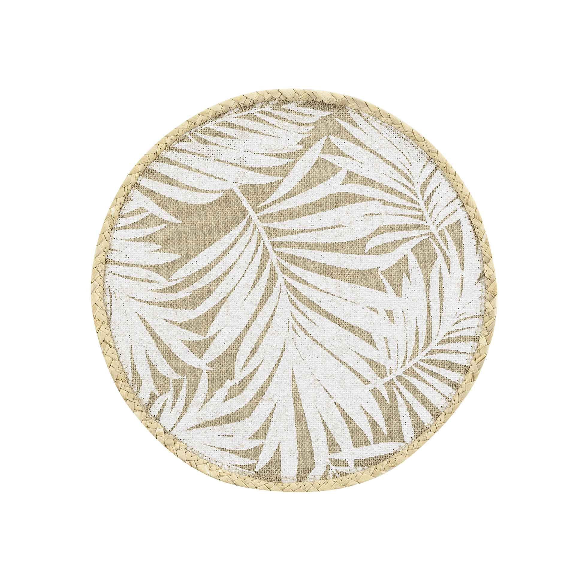 Leaf Print Jute Placemat - 38 cms-household-dining-tablelinen-placemats-image-1