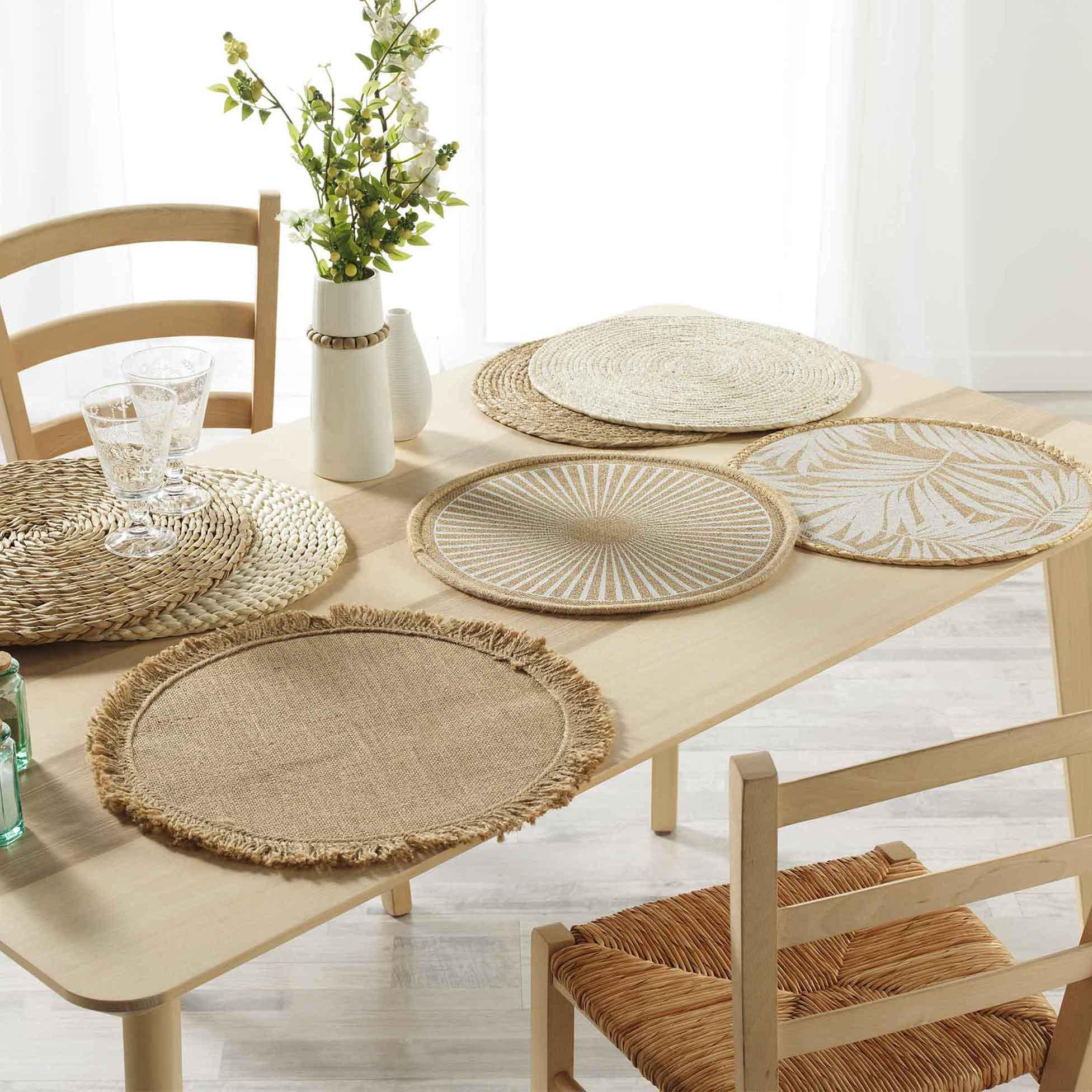 Leaf Print Jute Placemat - 38 cms-household-dining-tablelinen-placemats-image-5