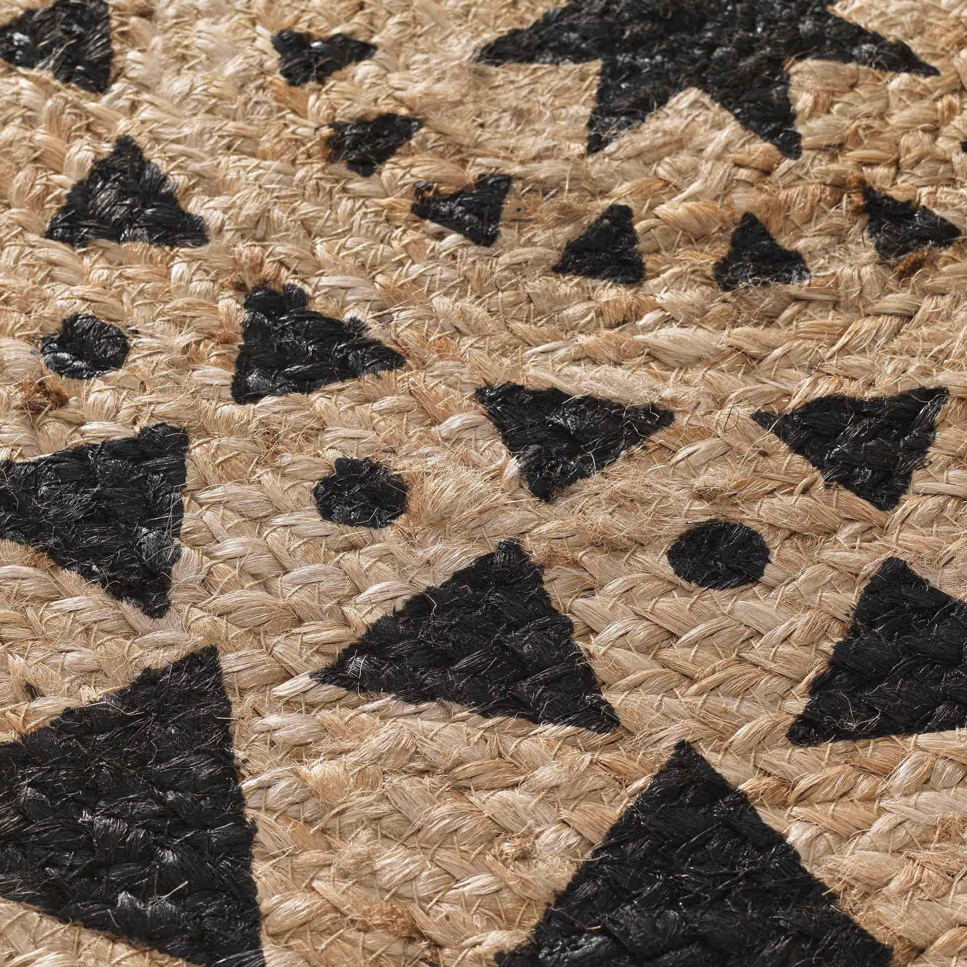 Geometric Print Round Jute Rug - 90 cms-household-rugsandcarpets-rugs-image-4